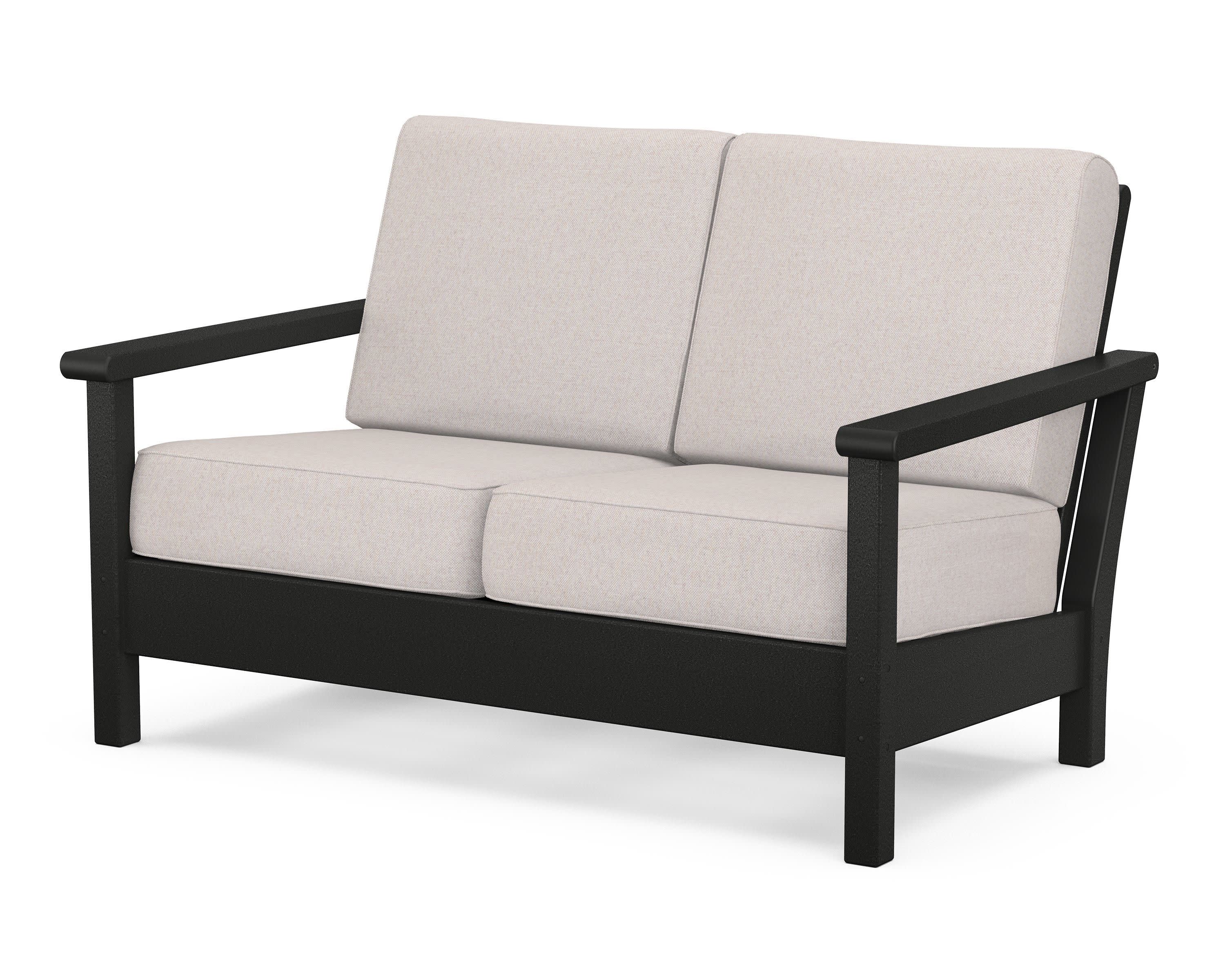 Harbour Deep Seating Loveseat in Black / Dune Burlap