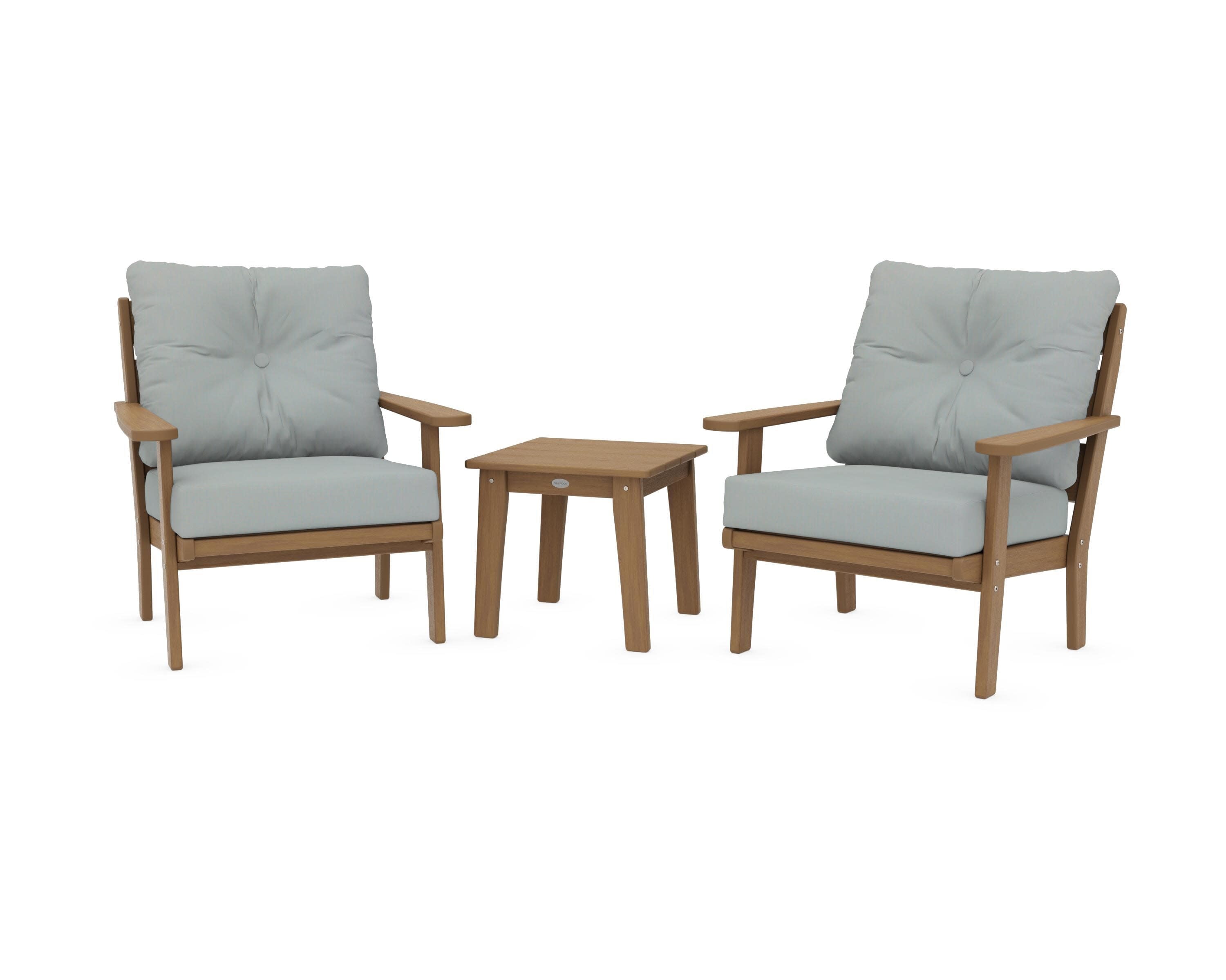 Lakeside 3-Piece Deep Seating Chair Set in Natural / Spa