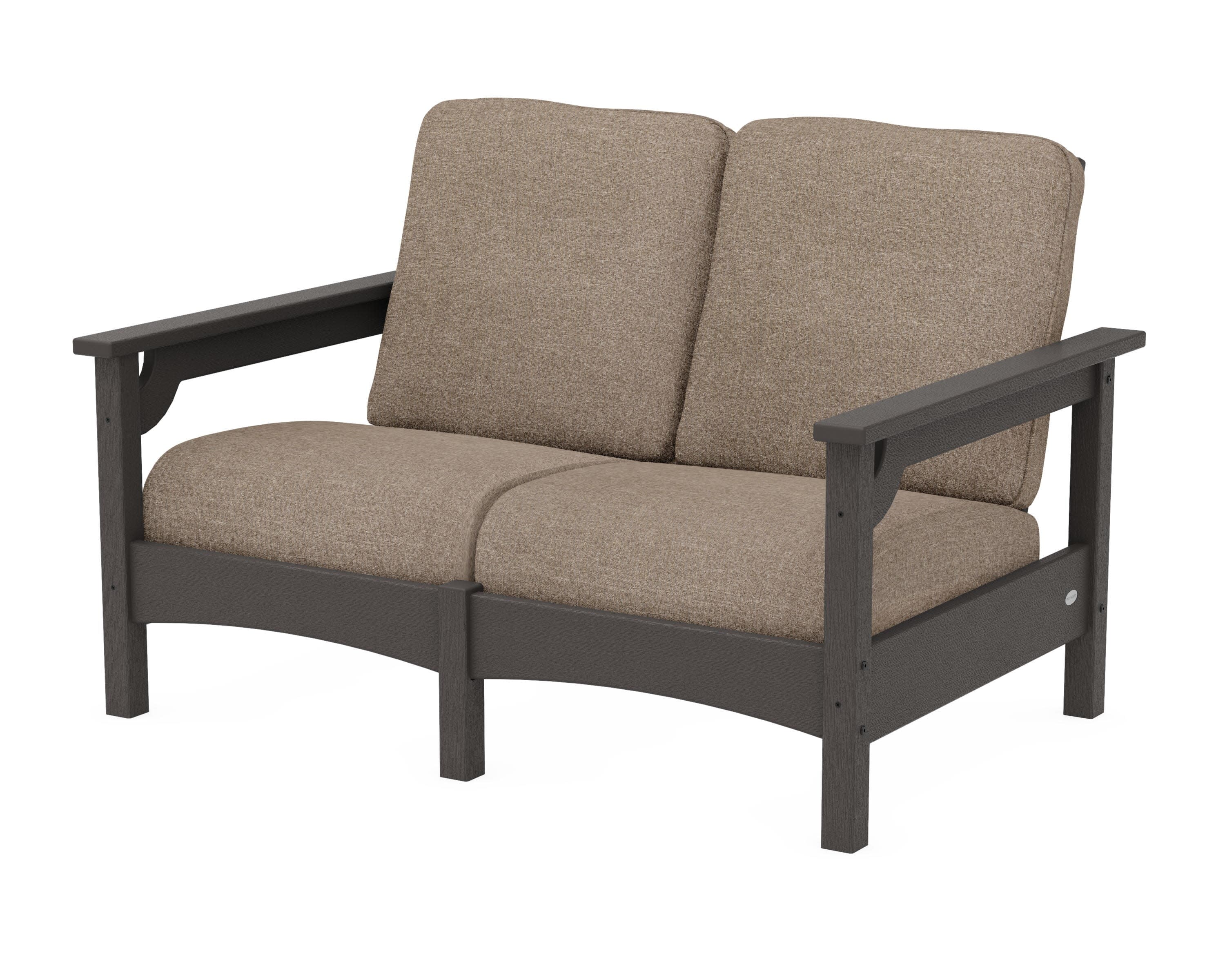 Club Loveseat in Vintage Coffee / Spiced Burlap