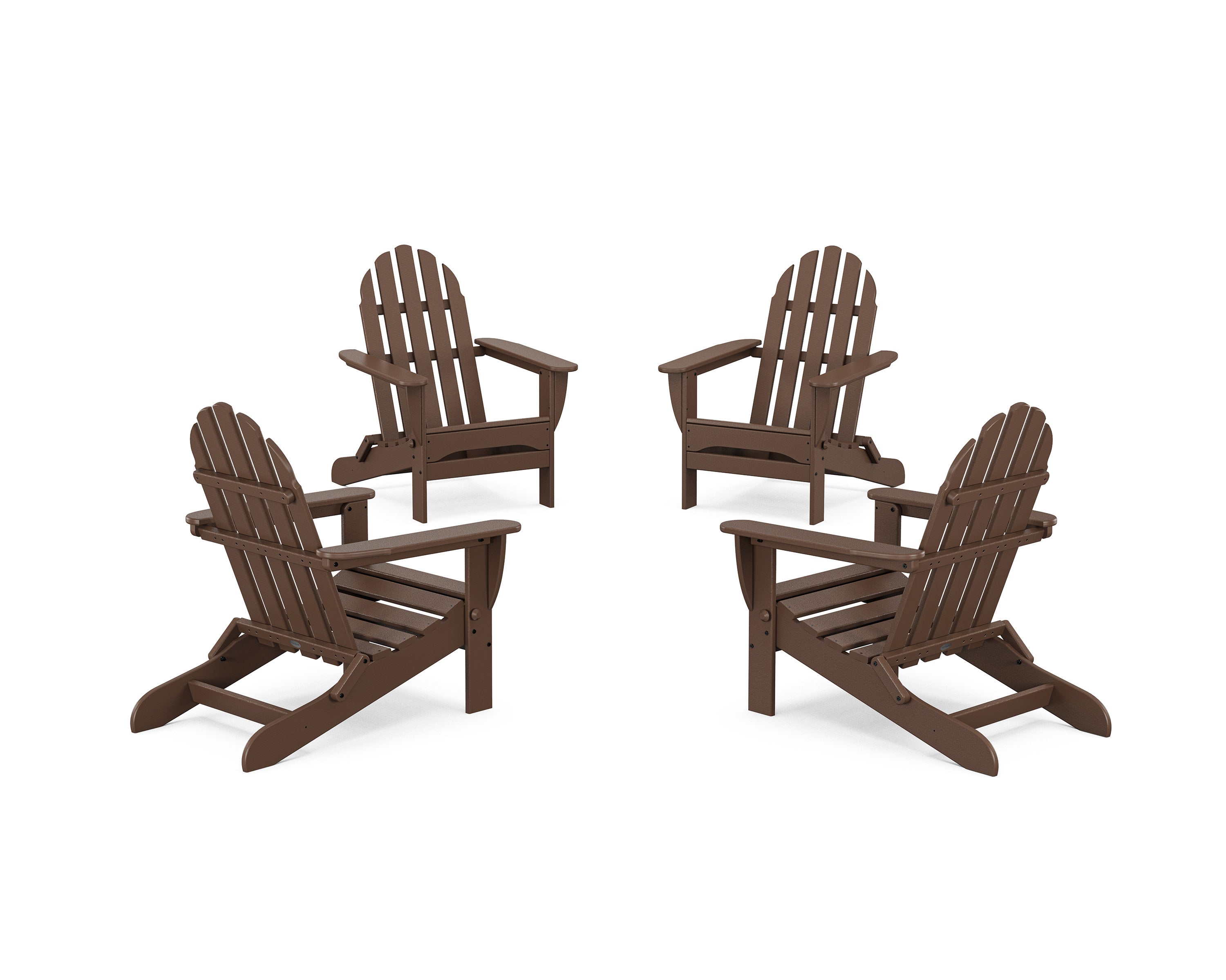 4-Piece Classic Folding Adirondack Conversation Set in Mahogany