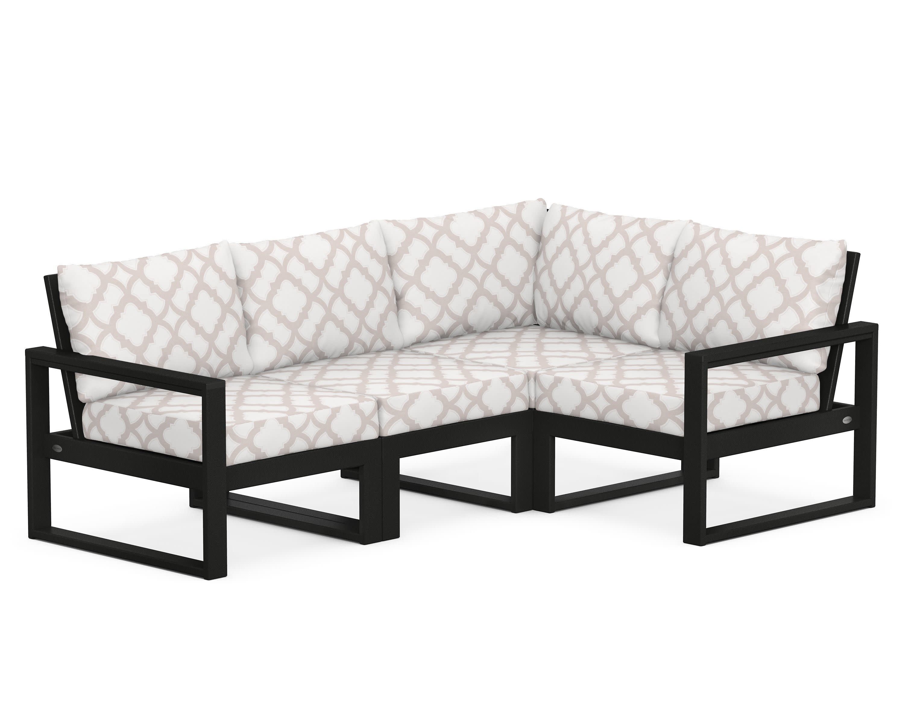 EDGE 4-Piece Modular Deep Seating Set in Black / Trellis Dune Burlap