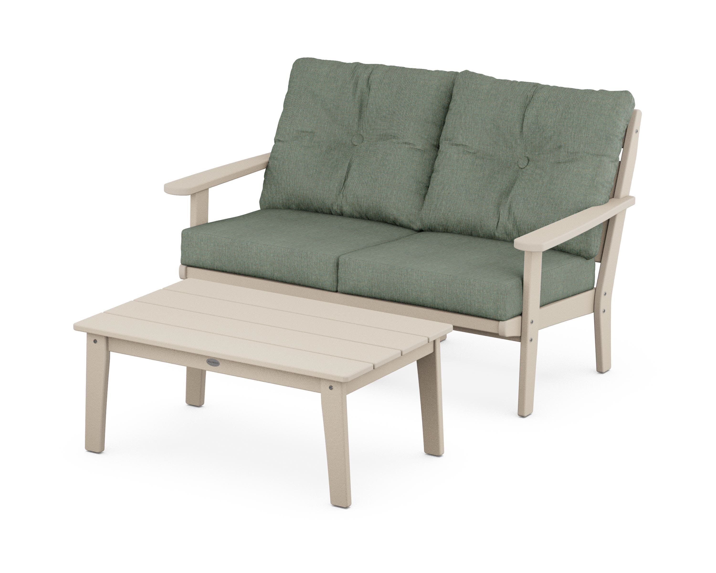 Lakeside 2-Piece Lounge Loveseat Set in Sand / Cast Sage