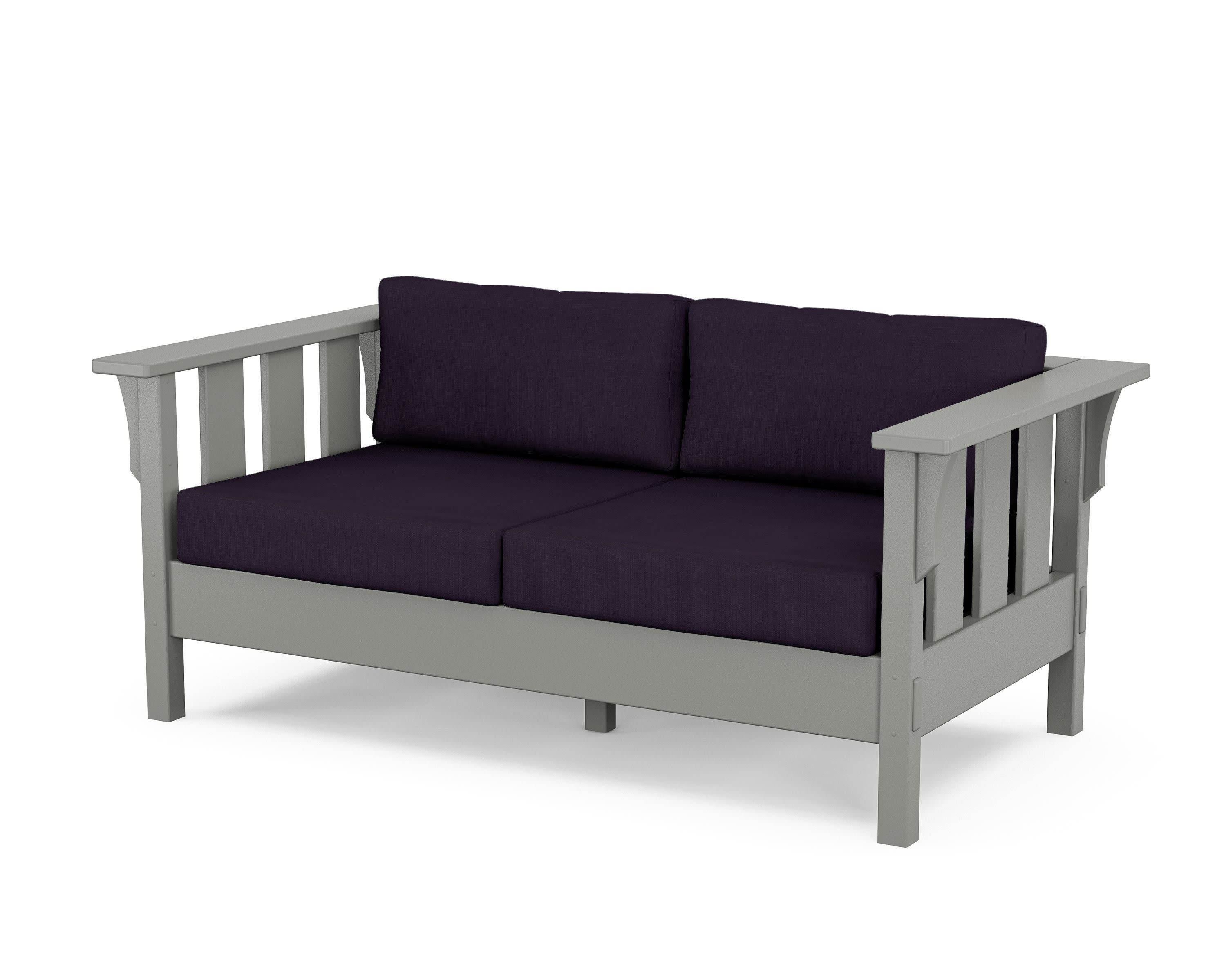 Acadia Deep Seating Loveseat in Slate Grey / Navy Linen