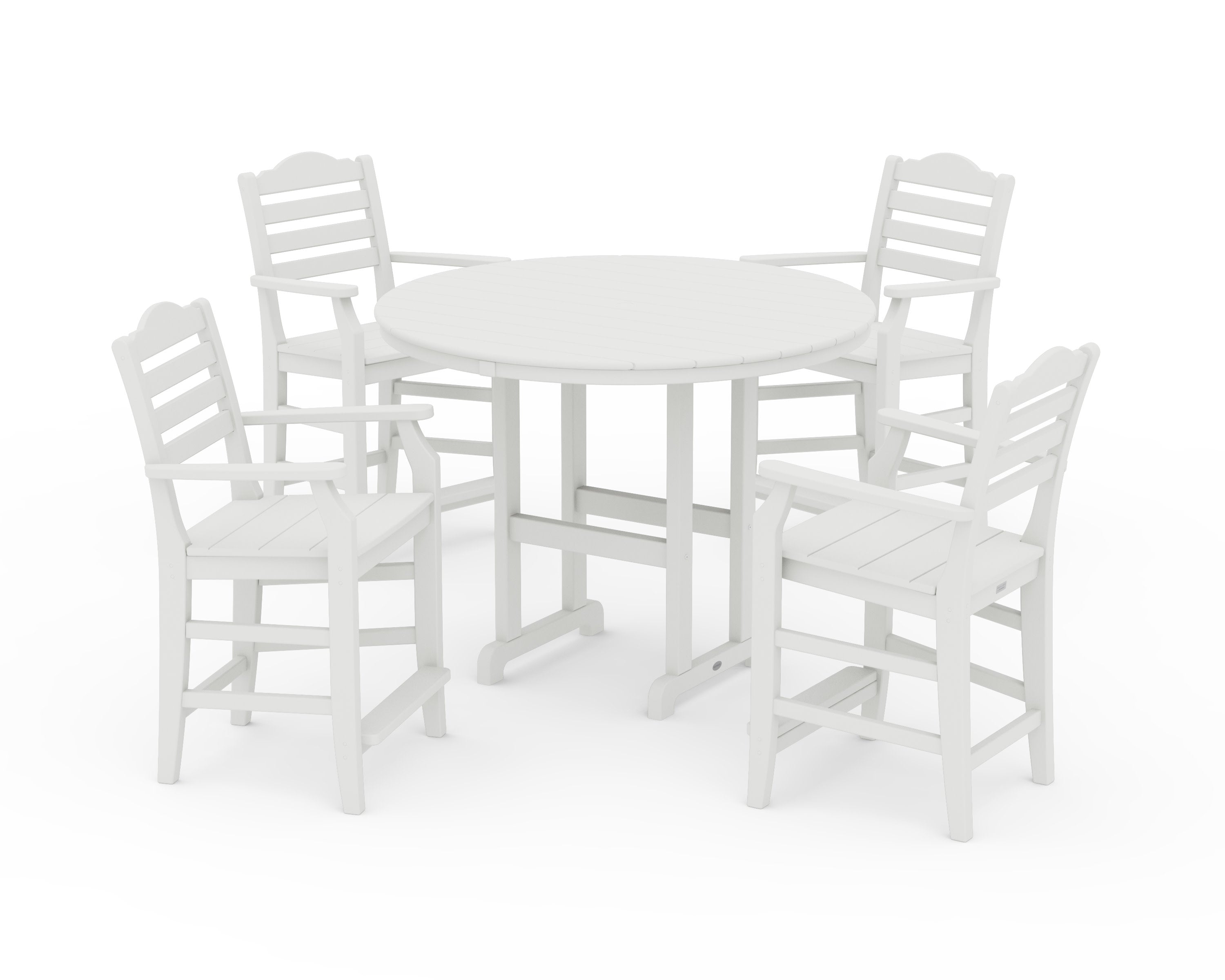 Savannah 5-Piece Round Farmhouse Counter Set in Vintage White