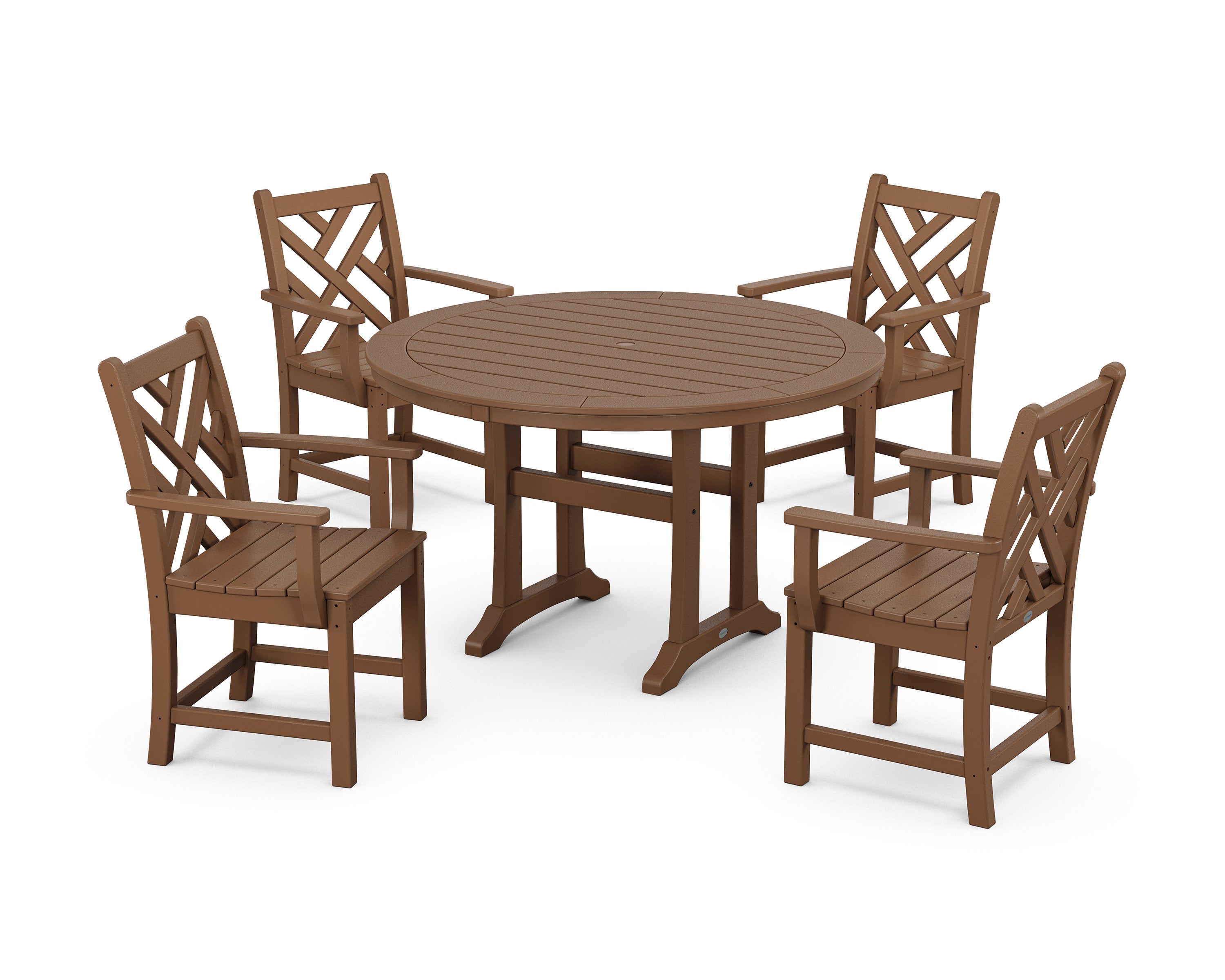 Chippendale 5-Piece Nautical Trestle Dining Arm Chair Set in Teak