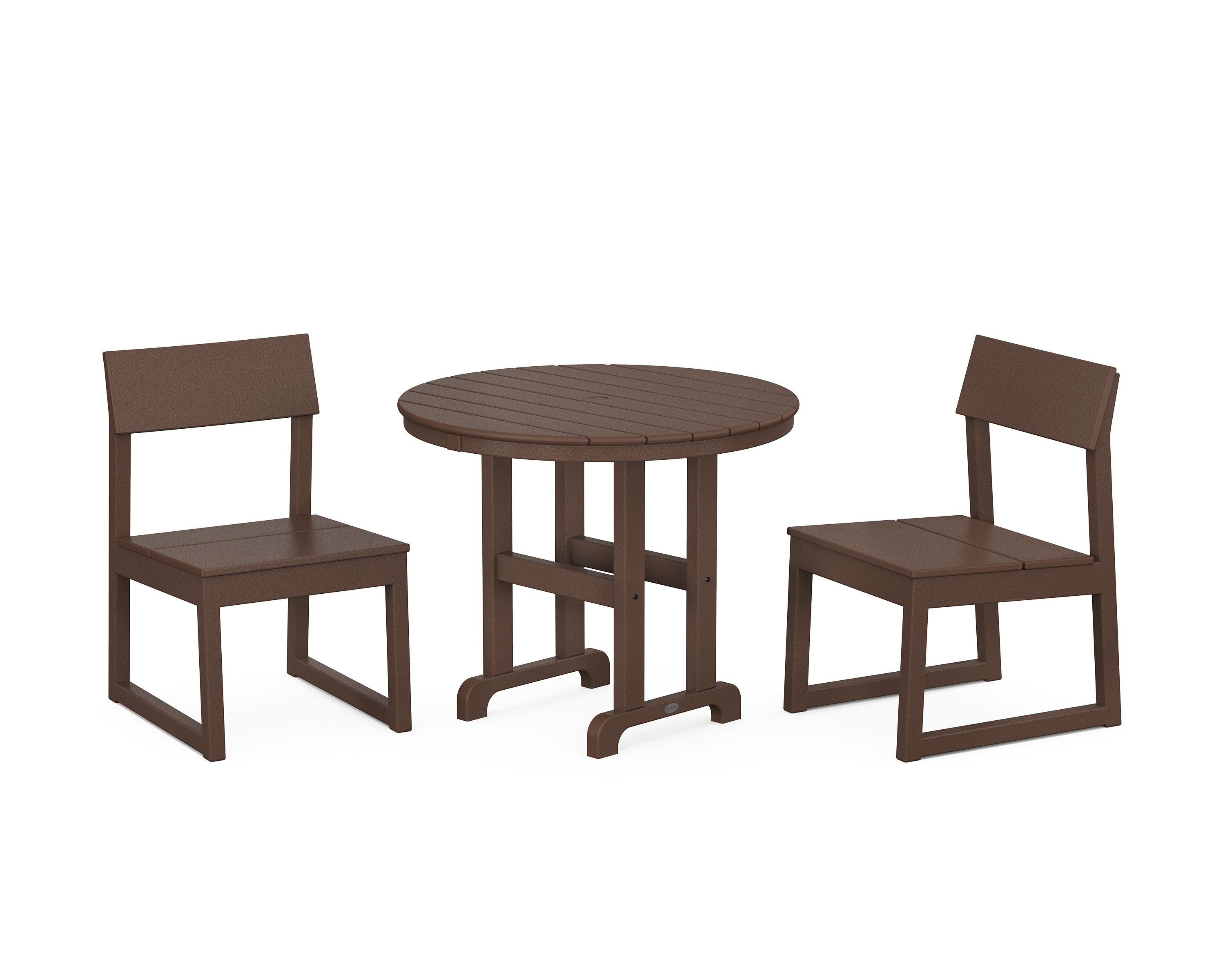 EDGE Side Chair 3-Piece Round Dining Set in Mahogany