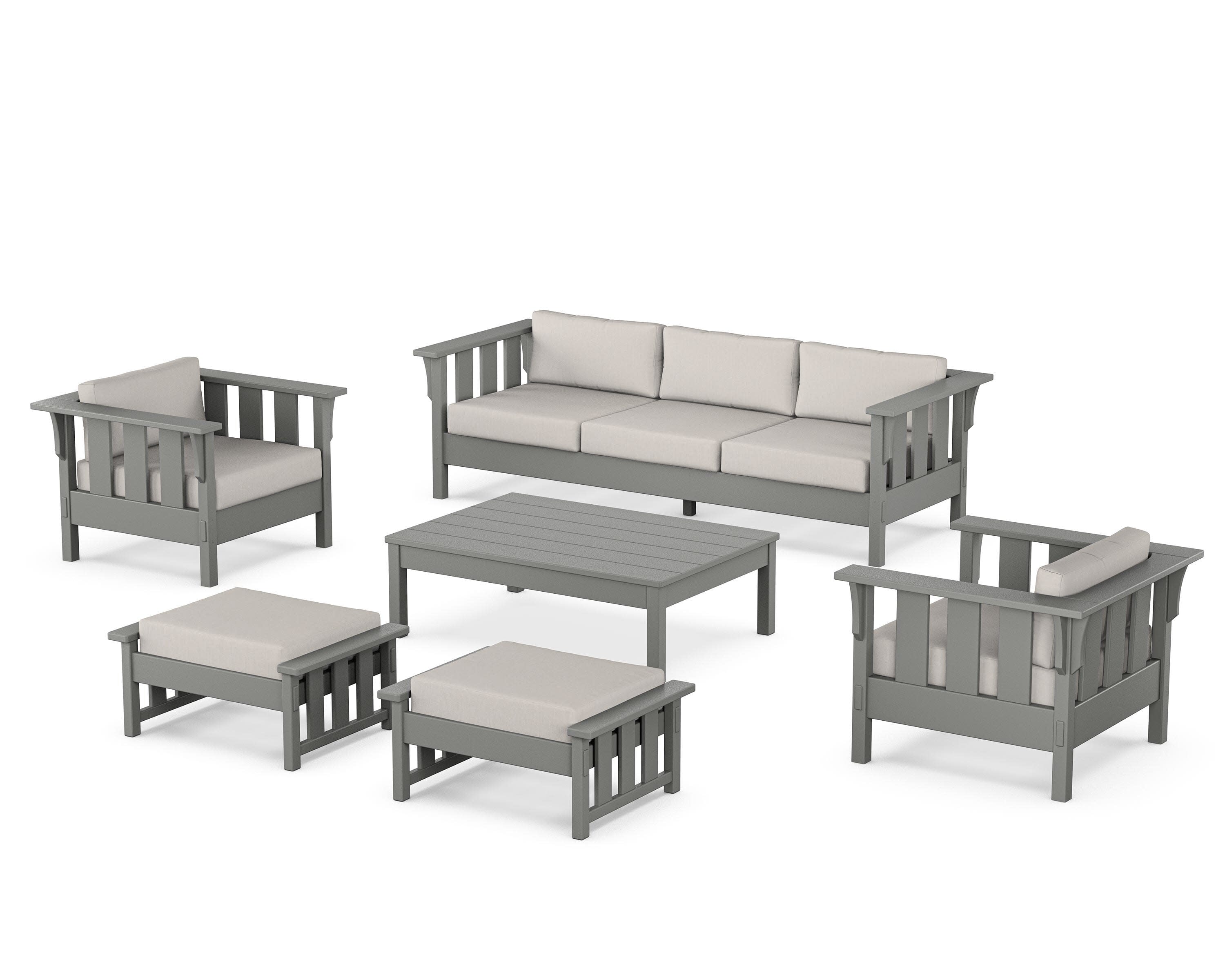 Acadia 6-Piece Lounge Sofa Set in Slate Grey / Cast Ash