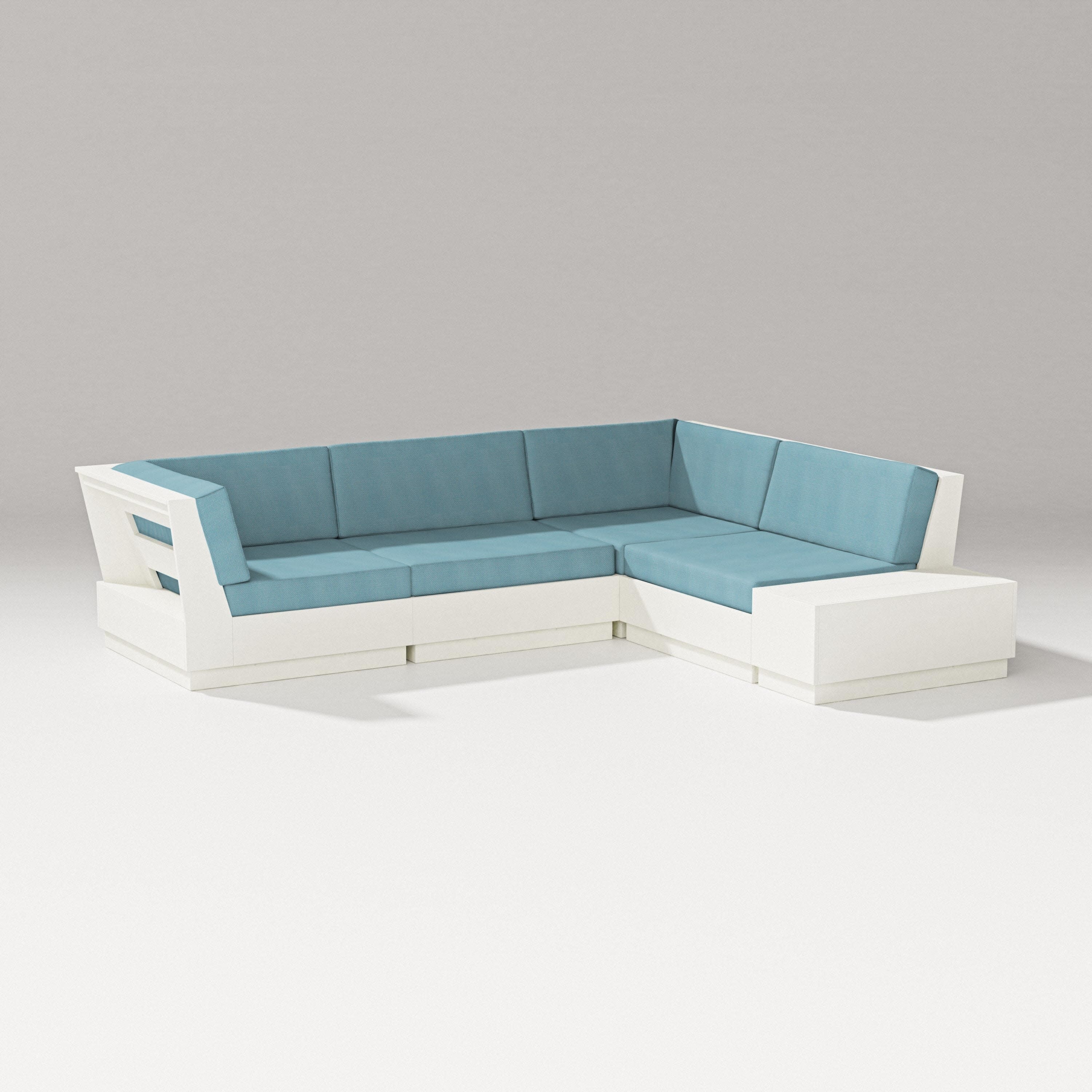 Elevate Corner Sectional in Vintage White / Lattice Sky Blue