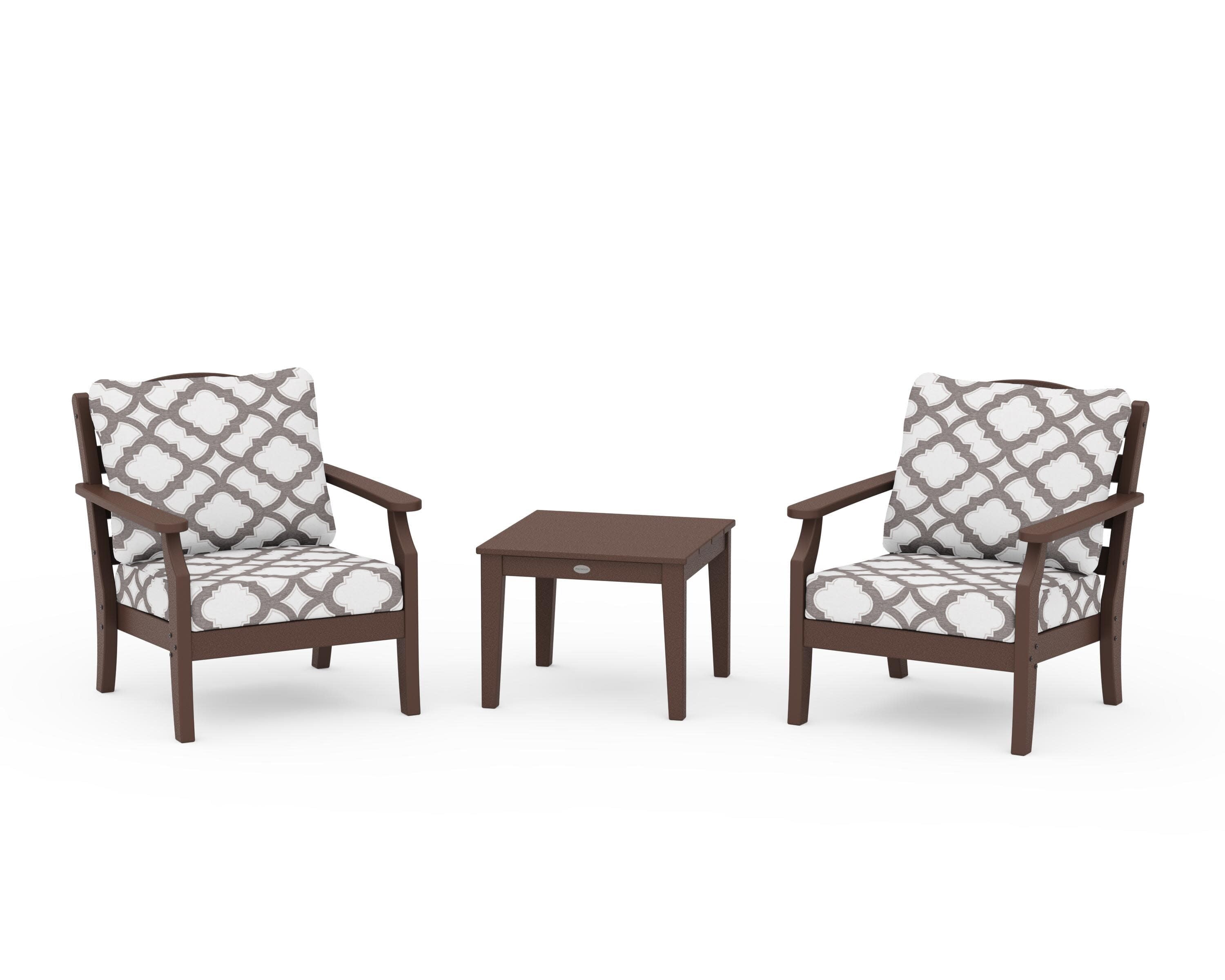Savannah 3-Piece Deep Seating Set in Mahogany / Trellis Grey Mist