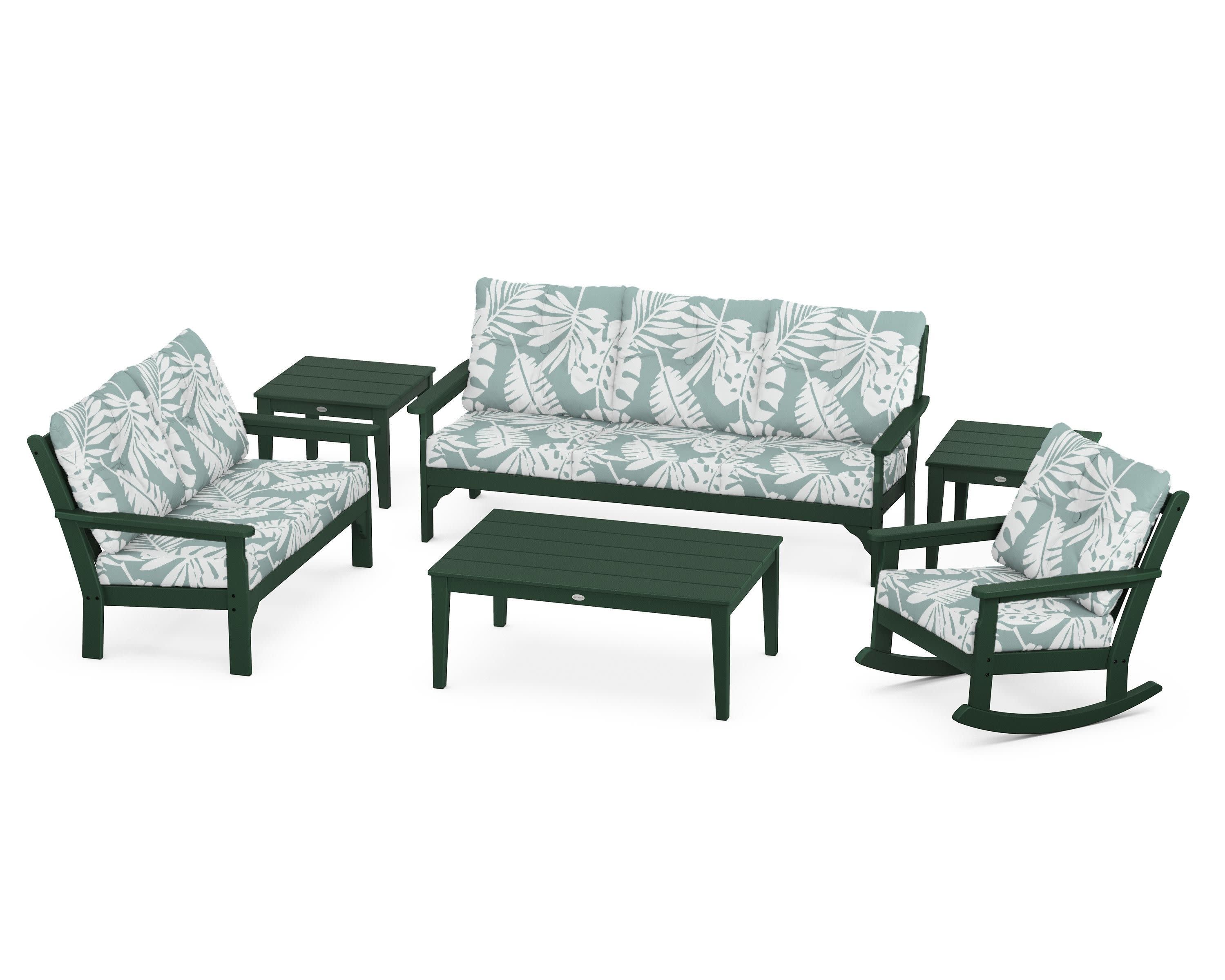 Vineyard 6-Piece Deep Seating Set in Green / Leaf Glacier Spa