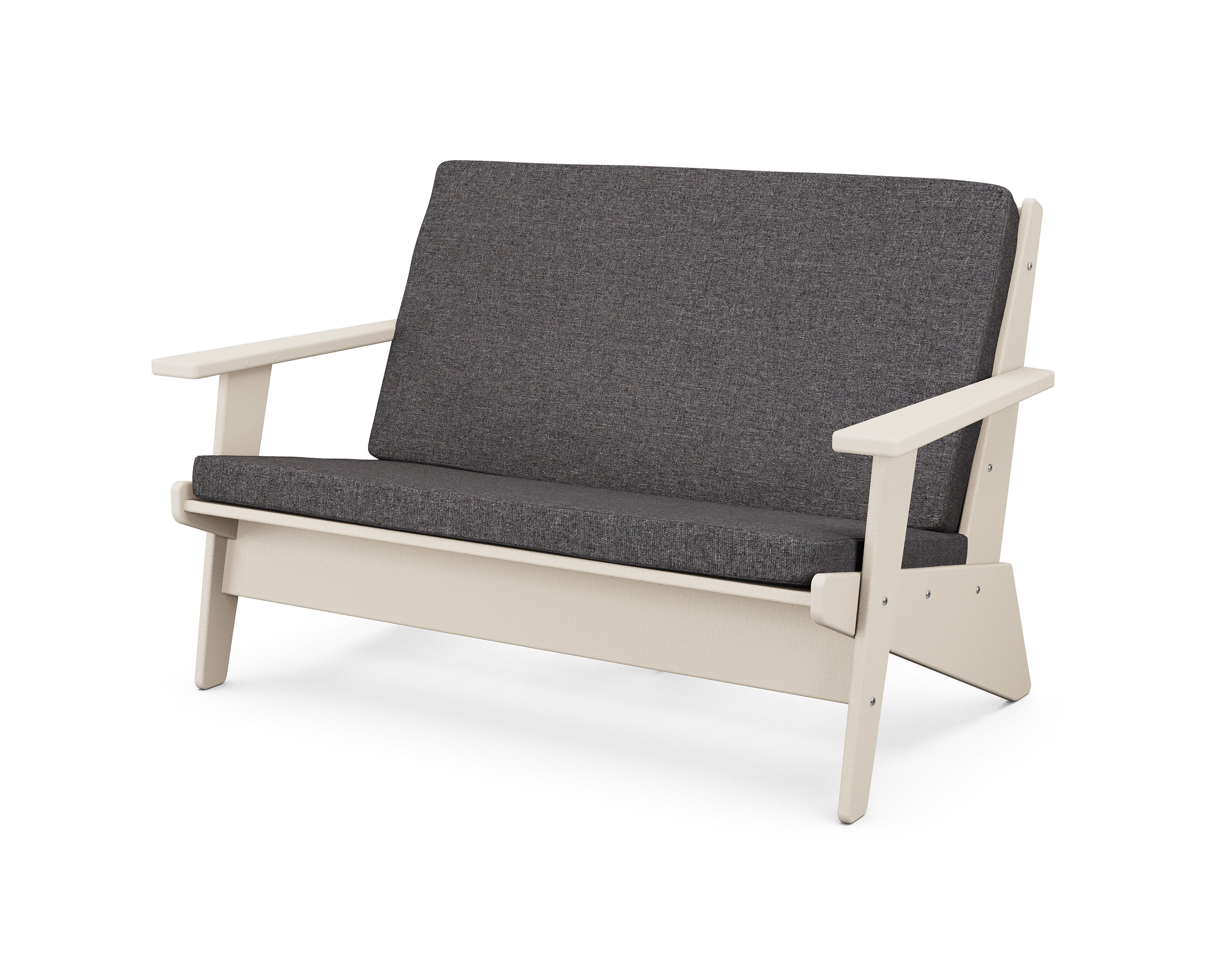 Riviera Modern Lounge Loveseat in Sand / Ash Charcoal