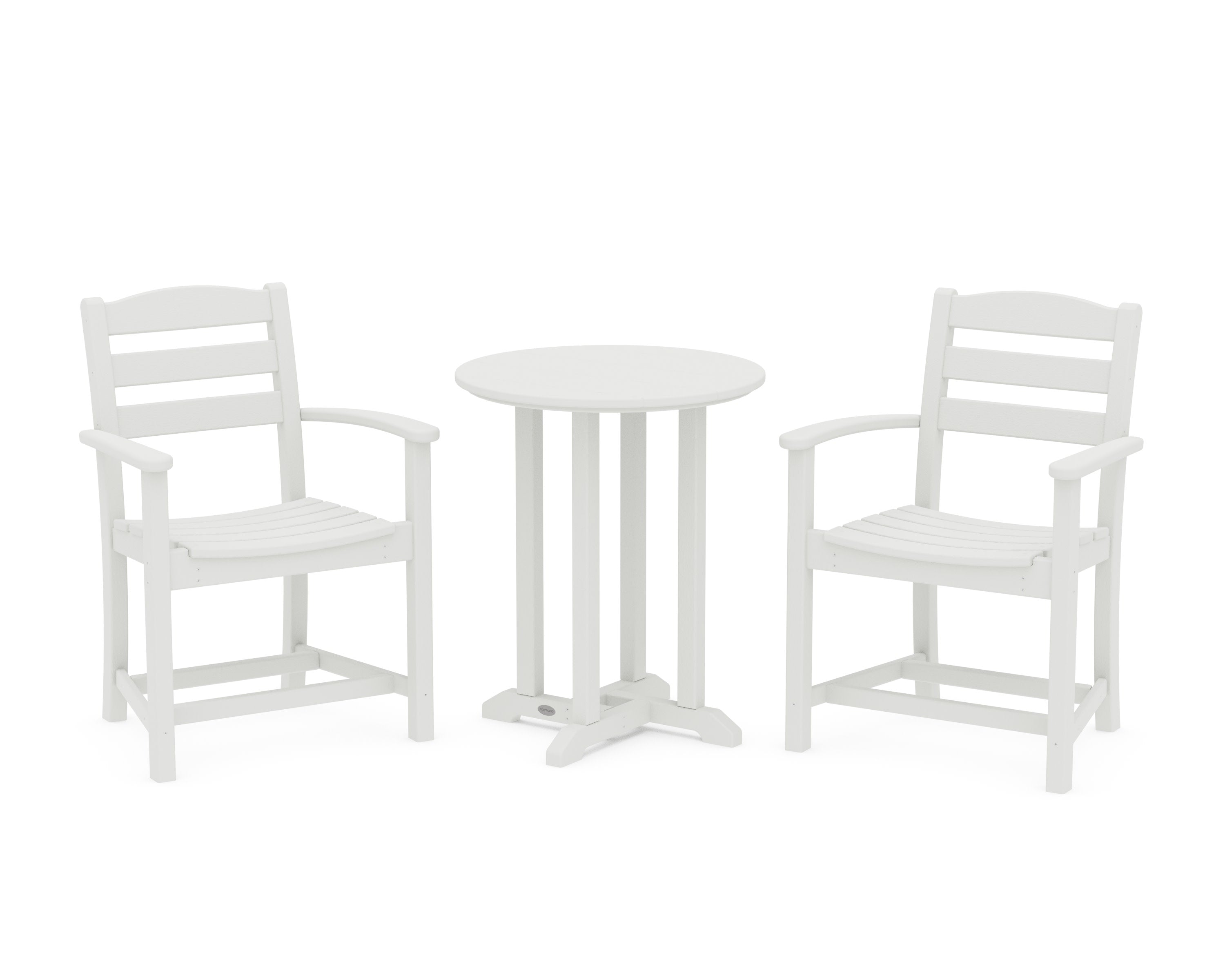 La Casa Caf 3-Piece Round Bistro Dining Set in Vintage White