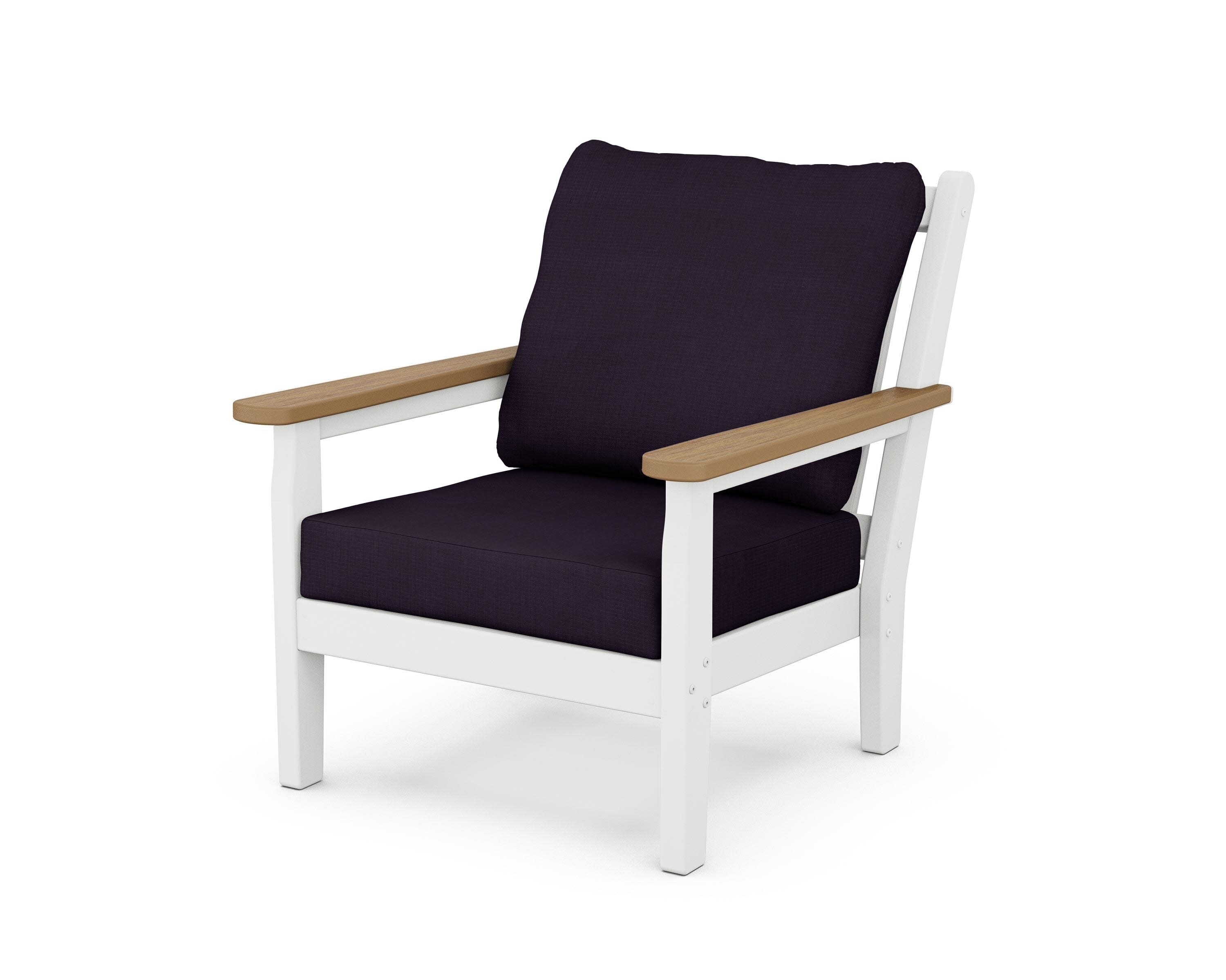 Chippendale Deep Seating Chair in White / Natural / Navy Linen