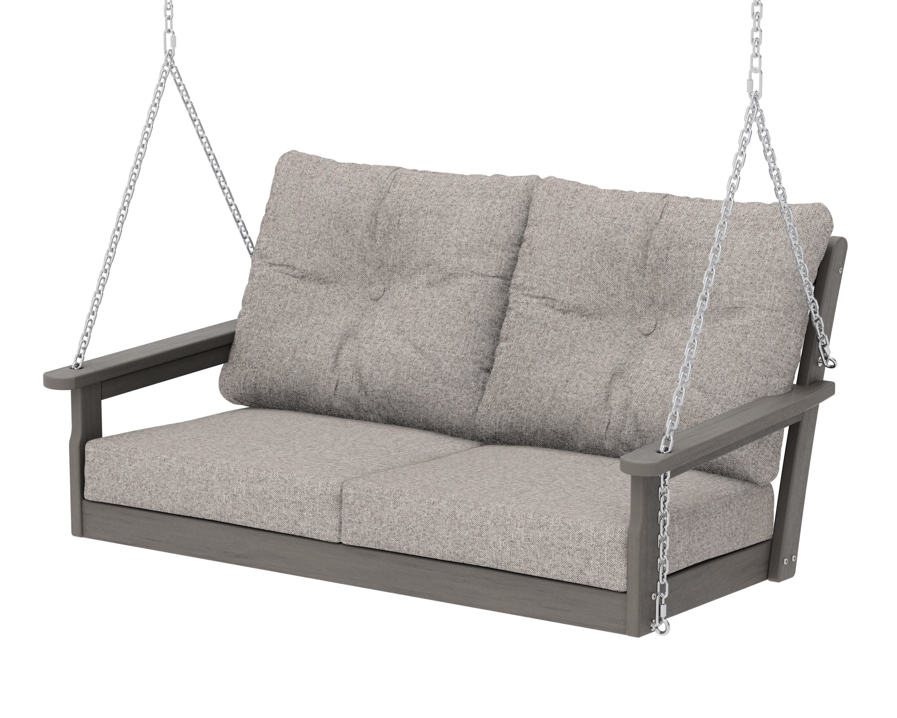 Vineyard Deep Seating Swing in Driftwood / Weathered Tweed