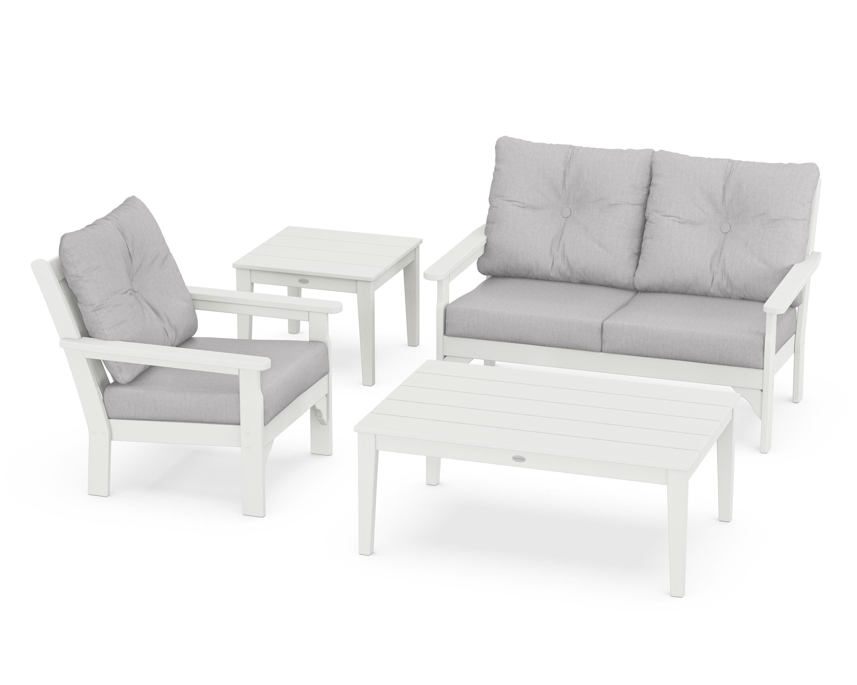 Vineyard 4-Piece Deep Seating Set in Vintage White / Granite