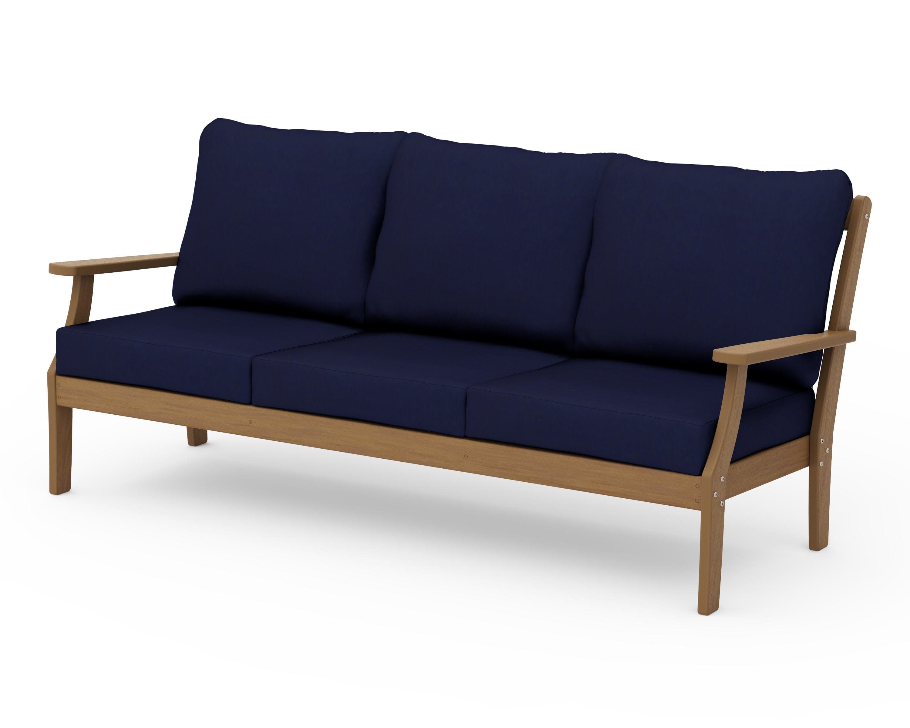 Braxton Deep Seating Sofa in Natural / Navy