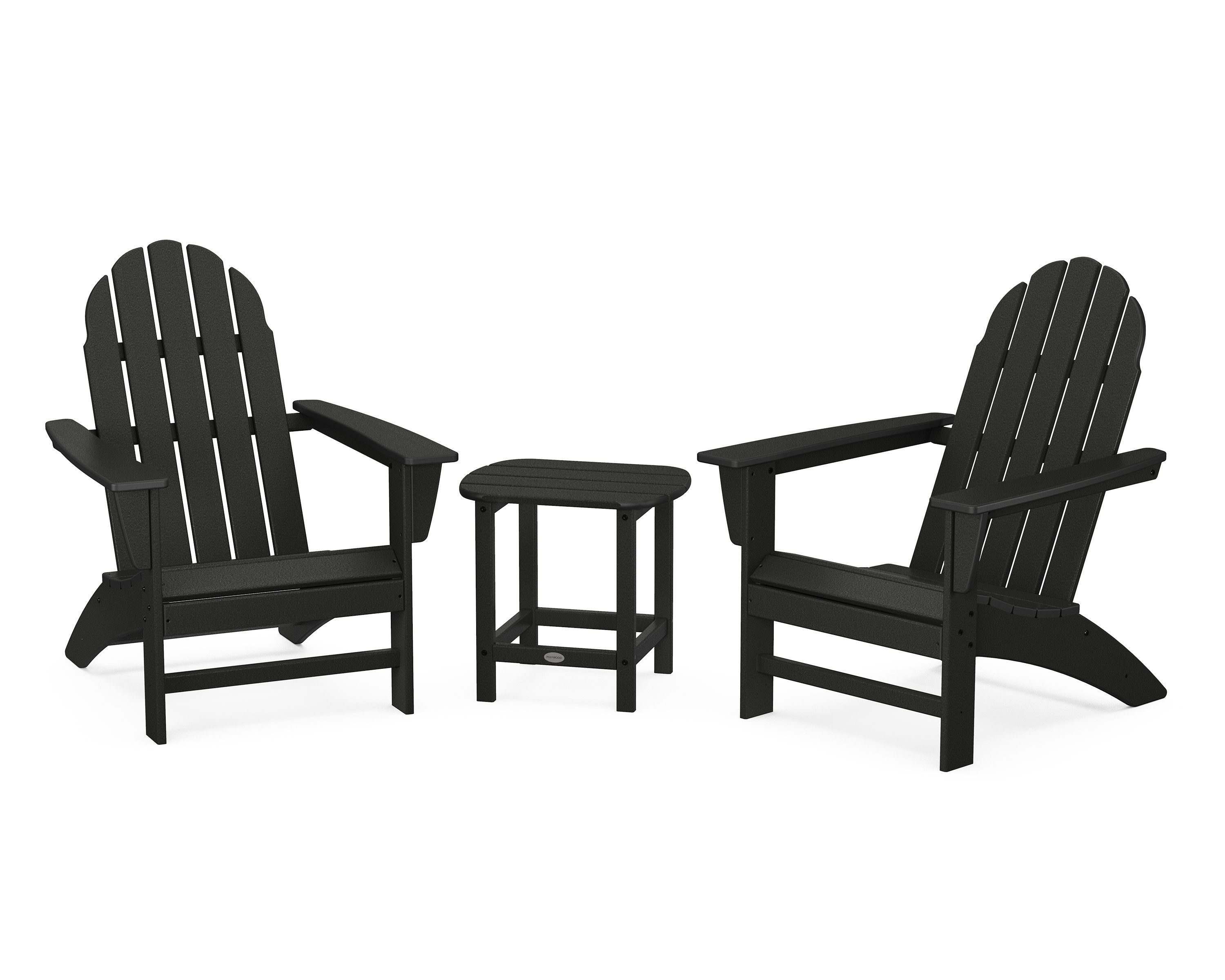 Vineyard 3-Piece Adirondack Set with South Beach 18" Side Table in Black
