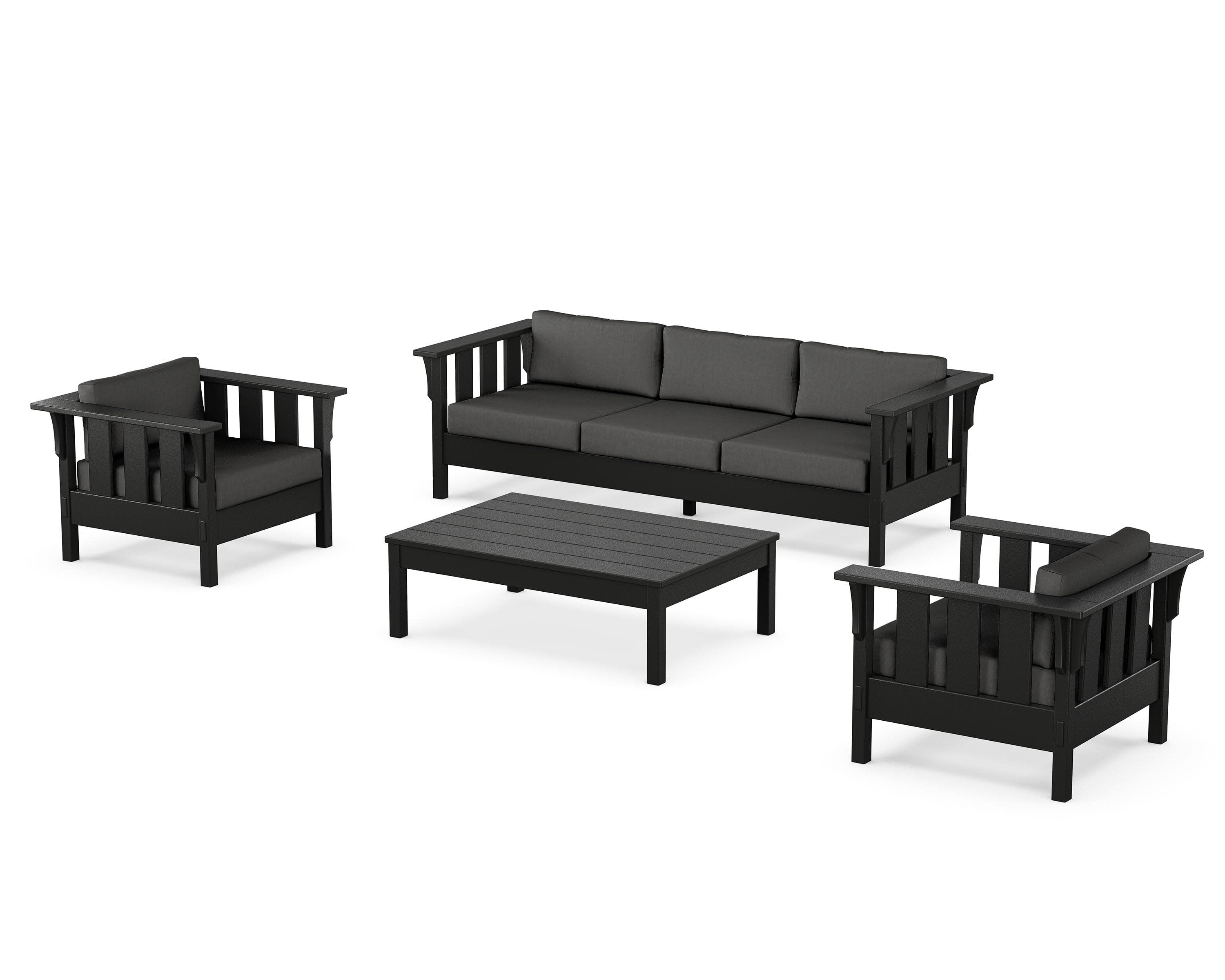 Acadia 4-Piece Deep Seating Set with Sofa in Black / Spectrum Carbon