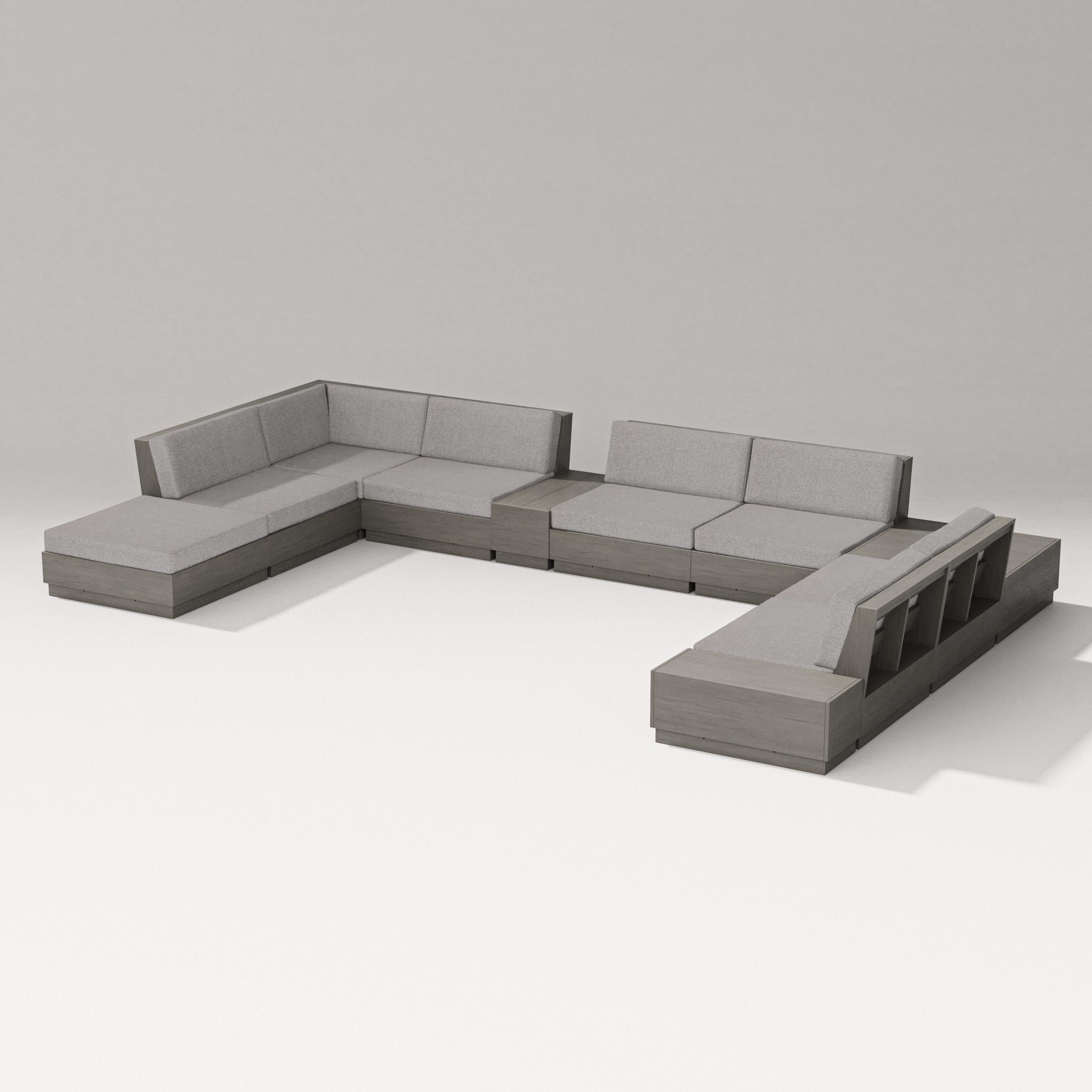 Elevate 11-Piece Conversation Sectional Set in Driftwood / Grey Mist
