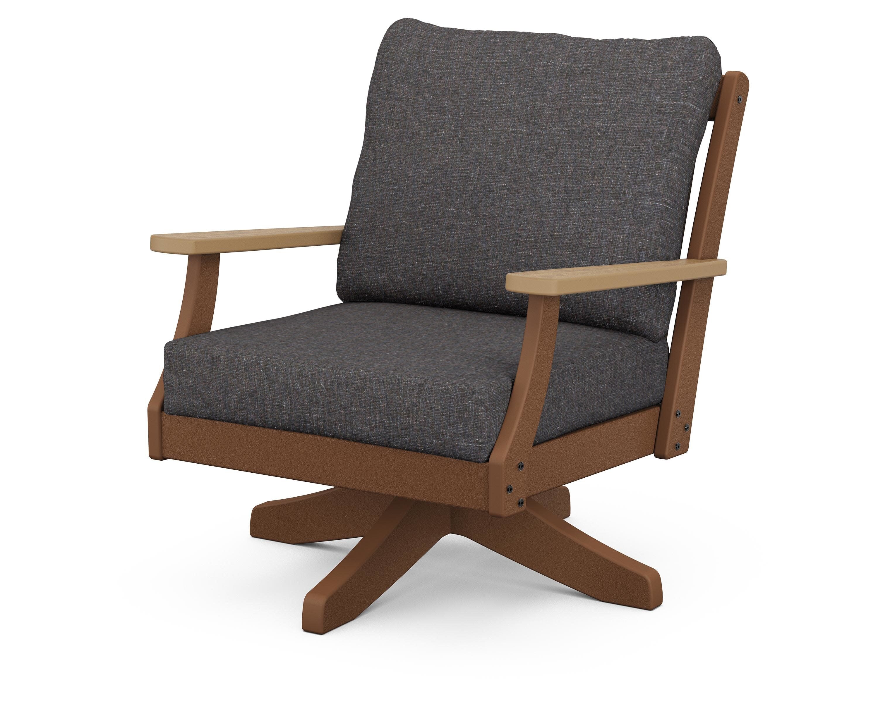 Braxton Deep Seating Swivel Chair in Teak / Natural / Ash Charcoal