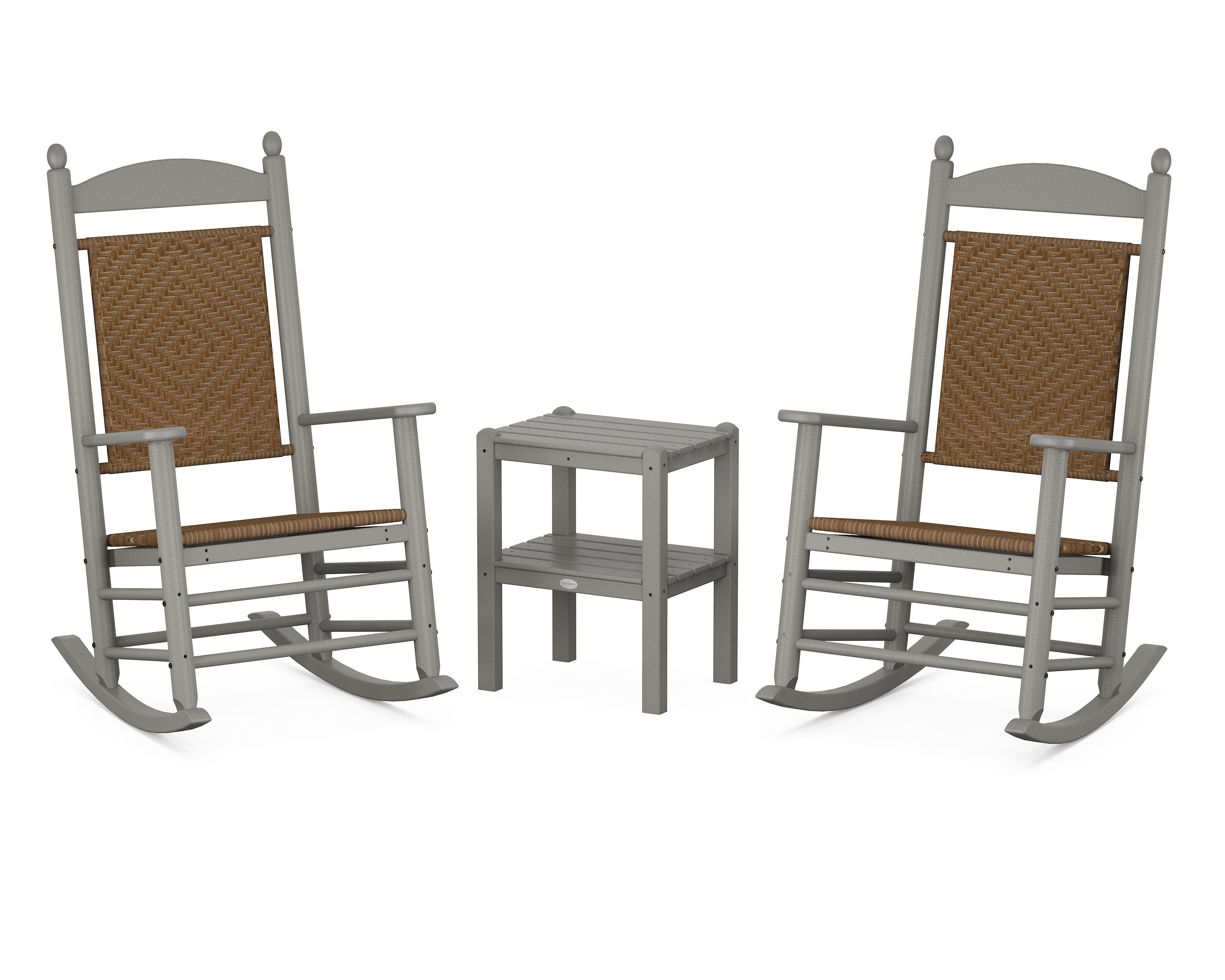 Jefferson 3-Piece Woven Rocker Set in Slate Grey / Tigerwood