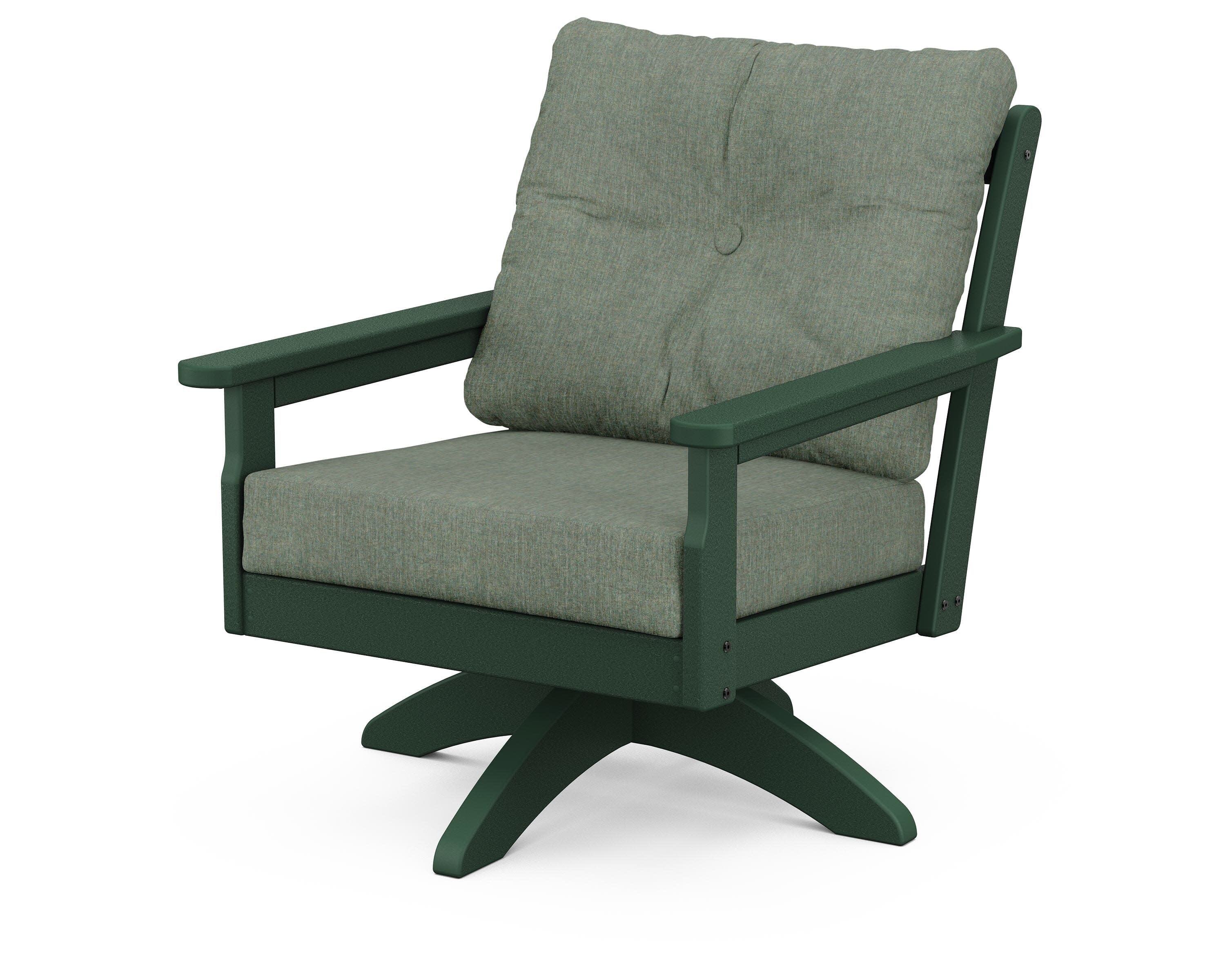 Vineyard Deep Seating Swivel Chair in Green / Cast Sage