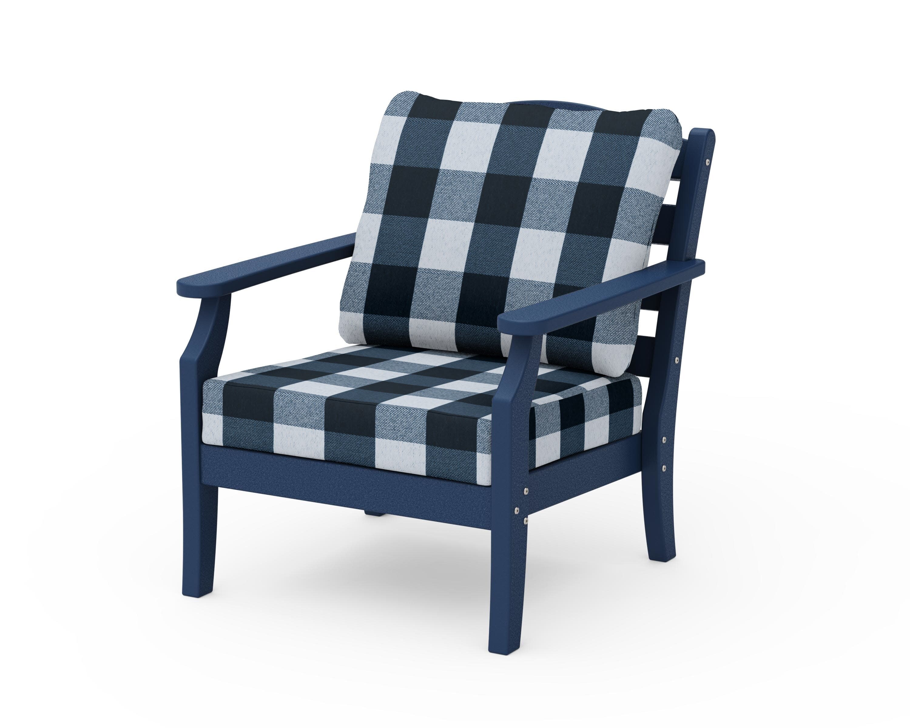 Savannah Deep Seating Chair in Navy / Buffalo Plaid Marine Indigo
