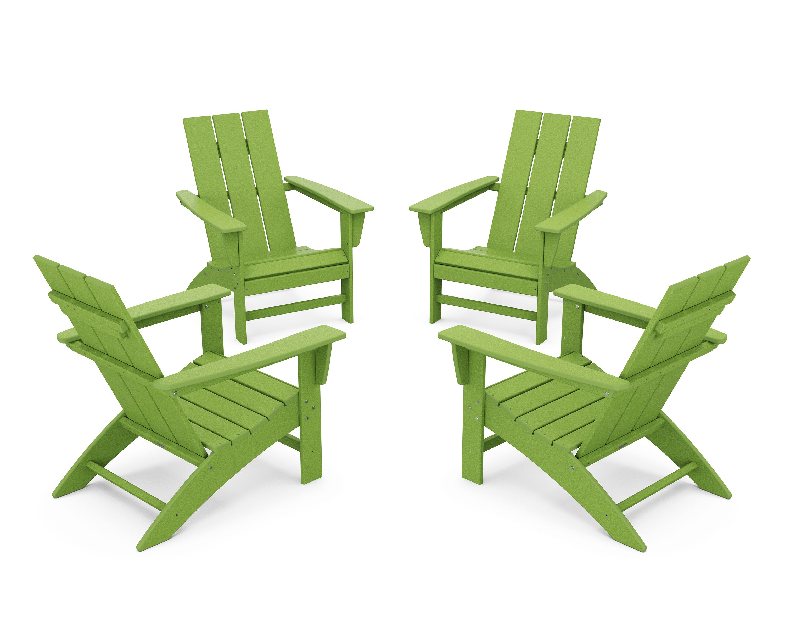 4-Piece Modern Adirondack Chair Conversation Set in Lime