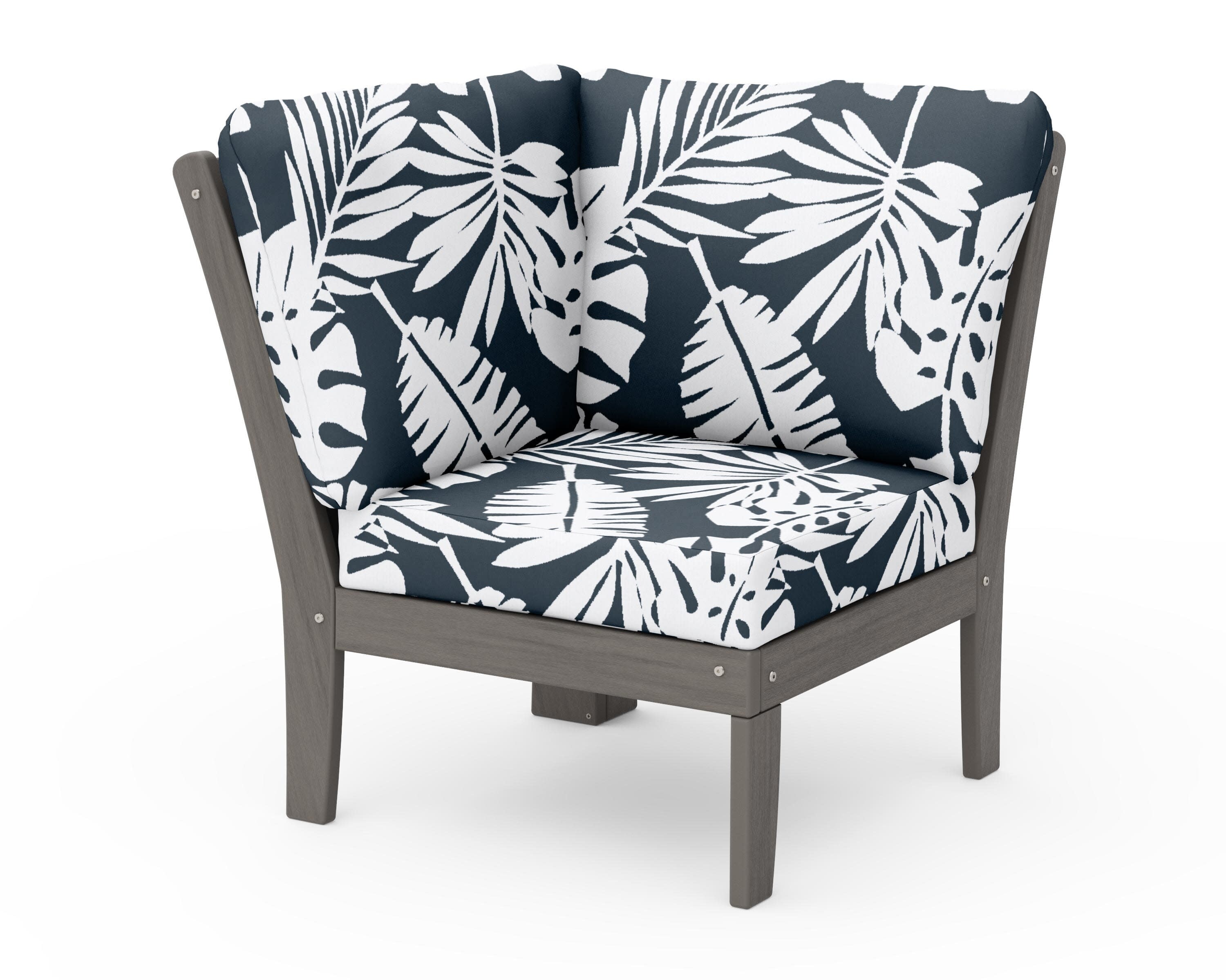 Braxton Modular Corner Chair in Driftwood / Leaf Marine Indigo
