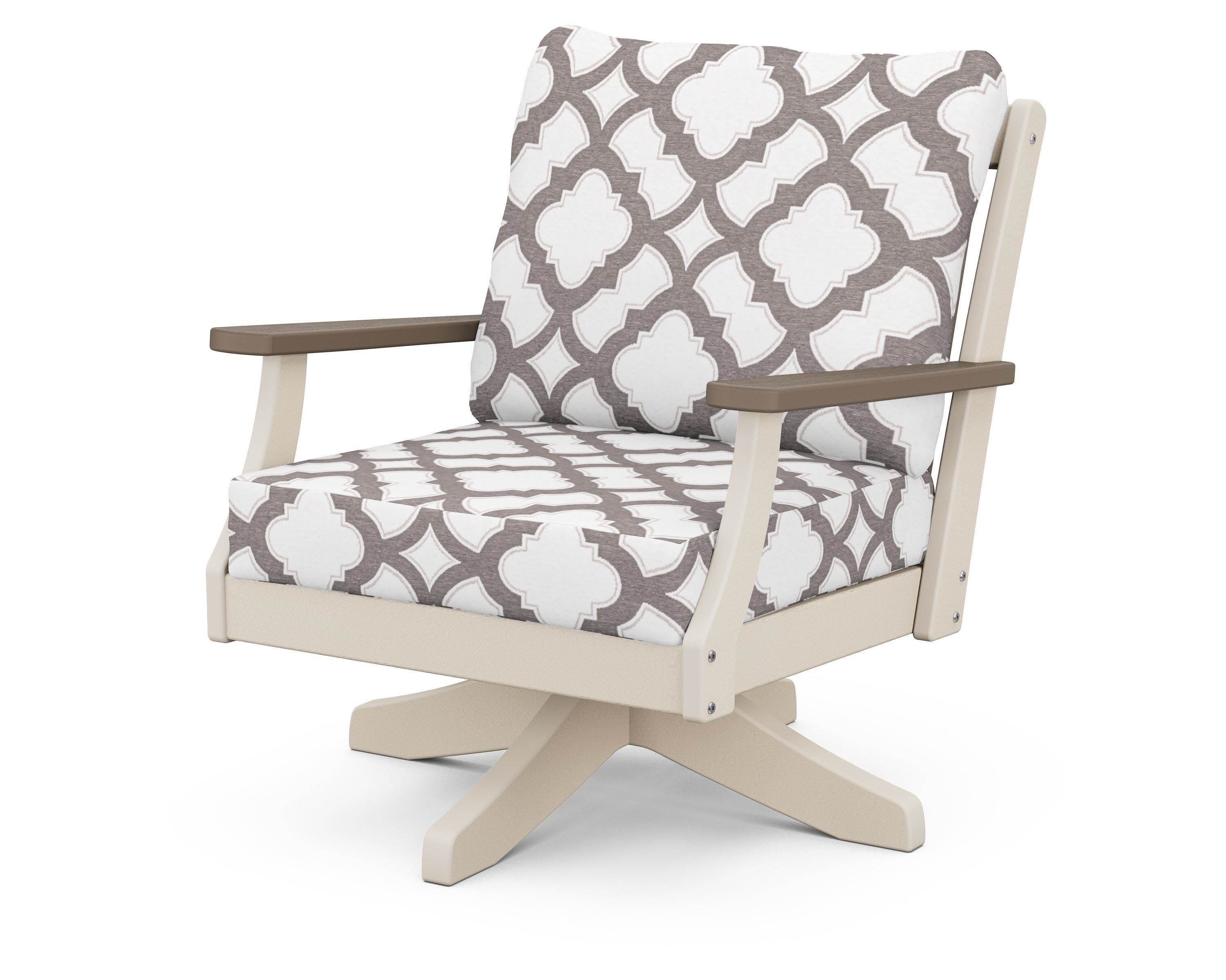 Braxton Deep Seating Swivel Chair in Sand / Kona / Trellis Grey Mist