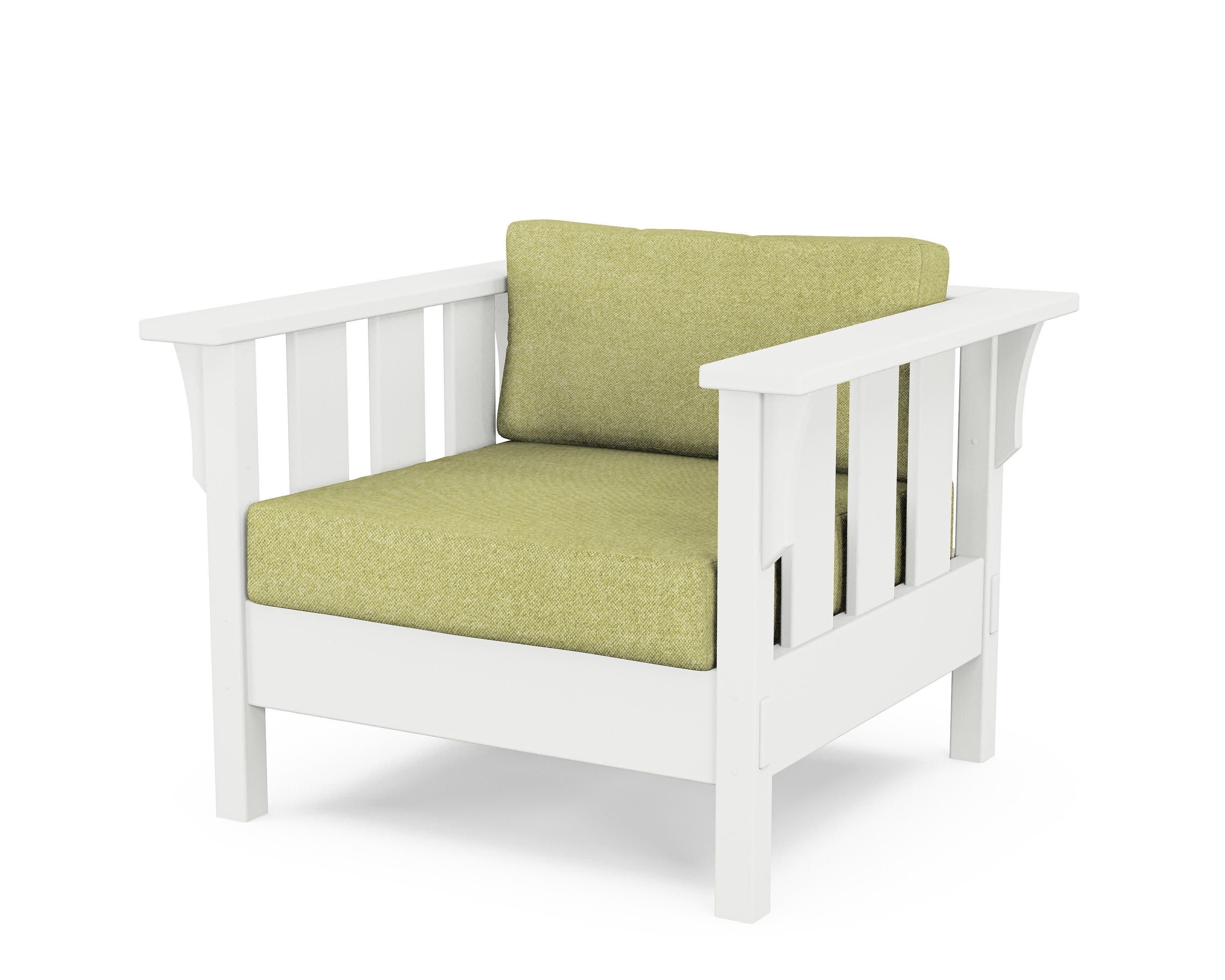 Acadia Deep Seating Chair in White / Chartreuse Boucle