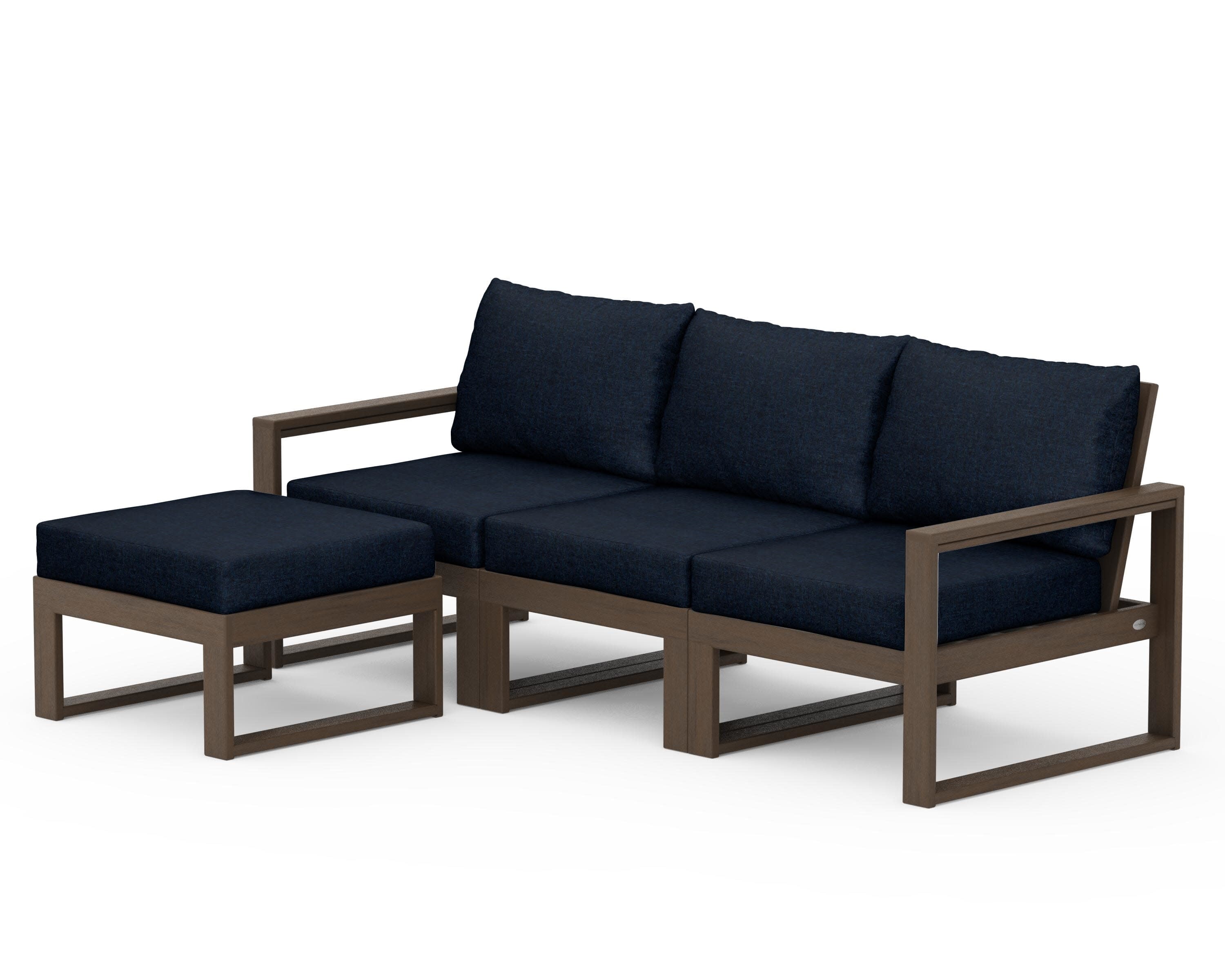 EDGE 4-Piece Modular Deep Seating Set with Ottoman in Kona / Marine Indigo