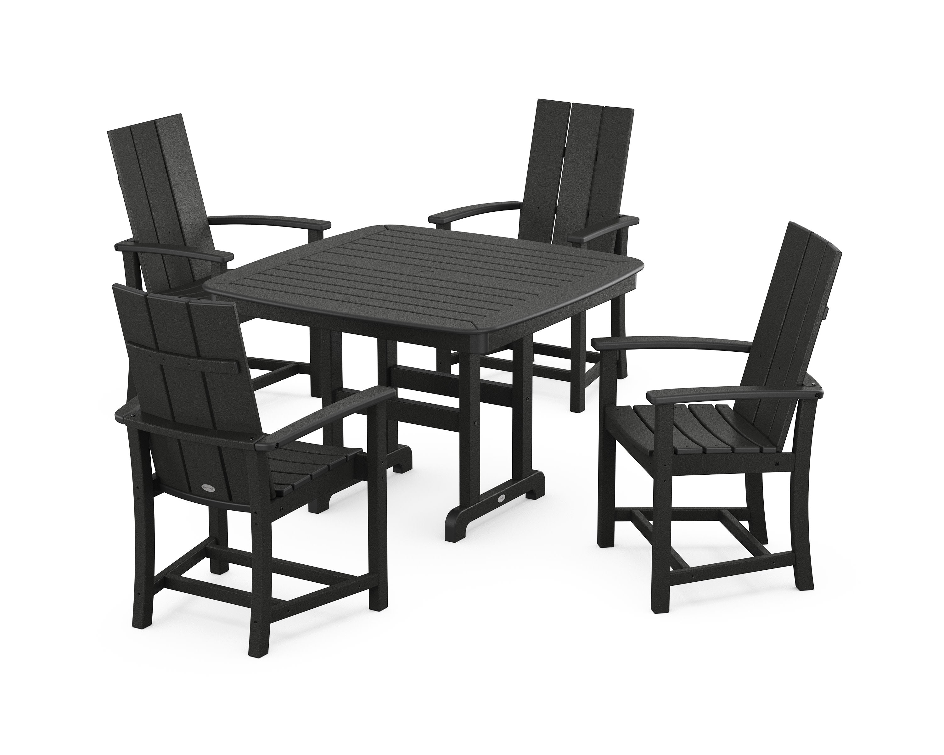 Modern Adirondack 5-Piece Dining Set with Trestle Legs in Black