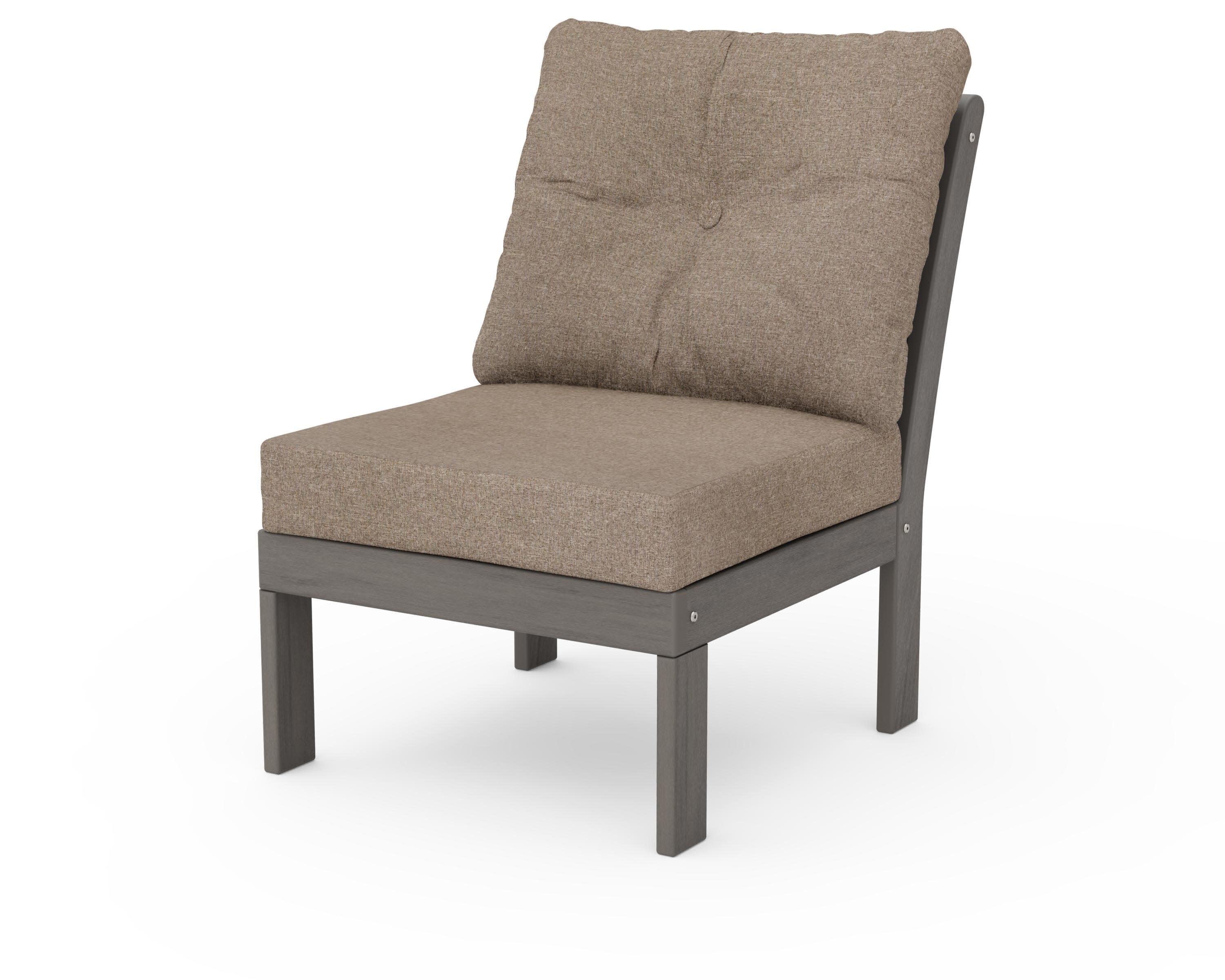 Vineyard Modular Armless Chair in Driftwood / Spiced Burlap