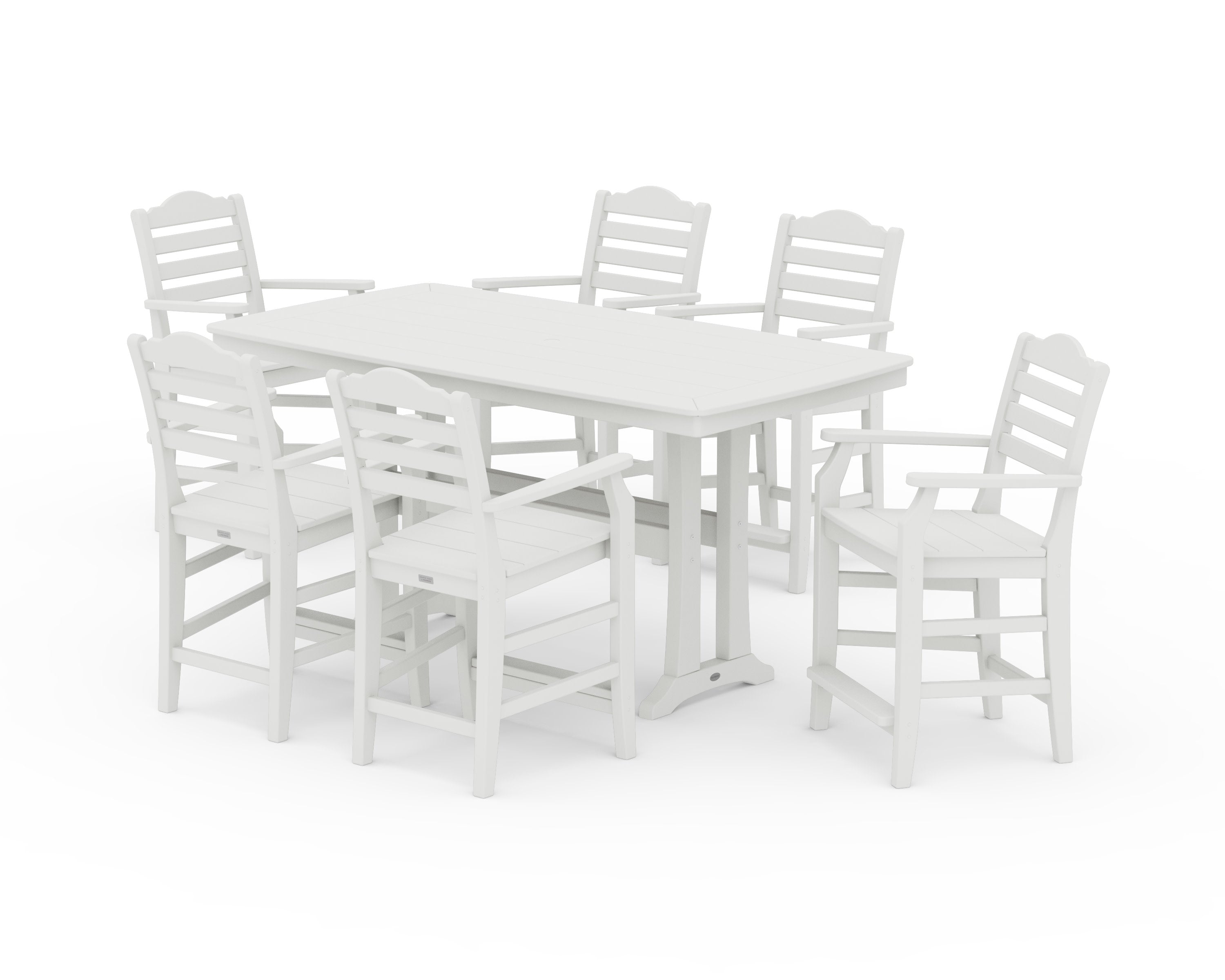 Savannah Arm Chair 7-Piece Counter Set with Trestle Legs in Vintage White