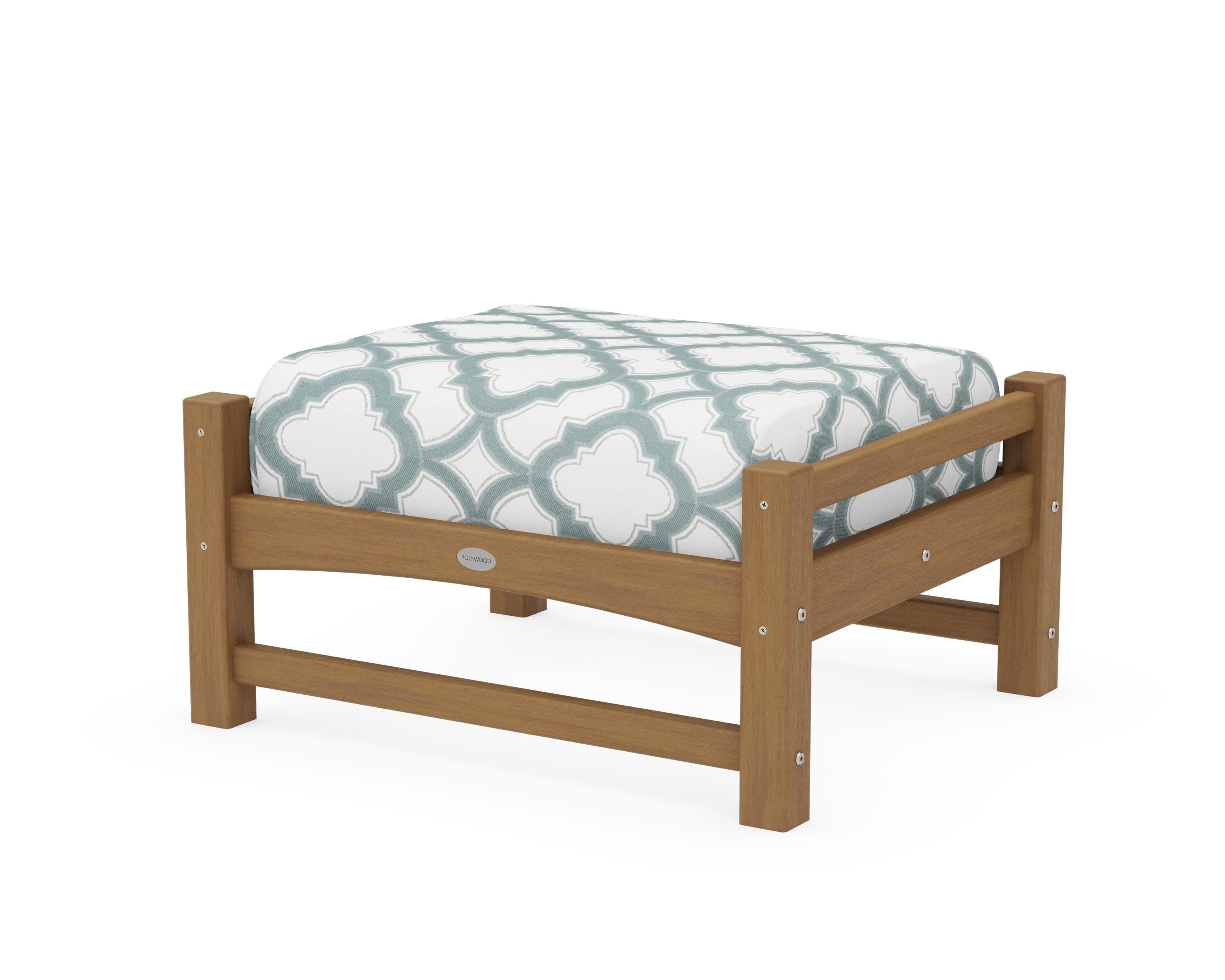 Club Ottoman in Natural / Trellis Glacier Spa