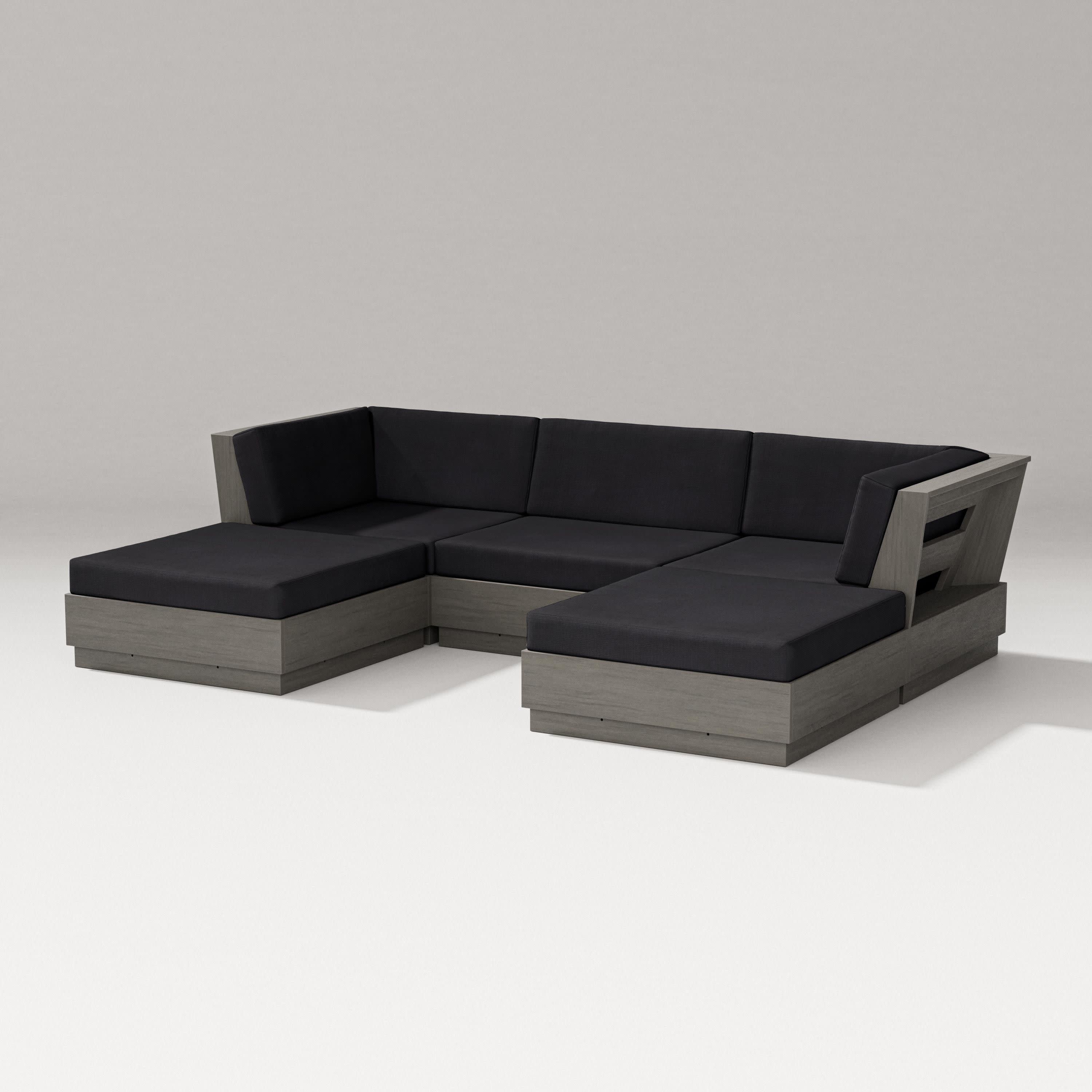 Elevate Double Chaise Sectional in Driftwood / Midnight Linen