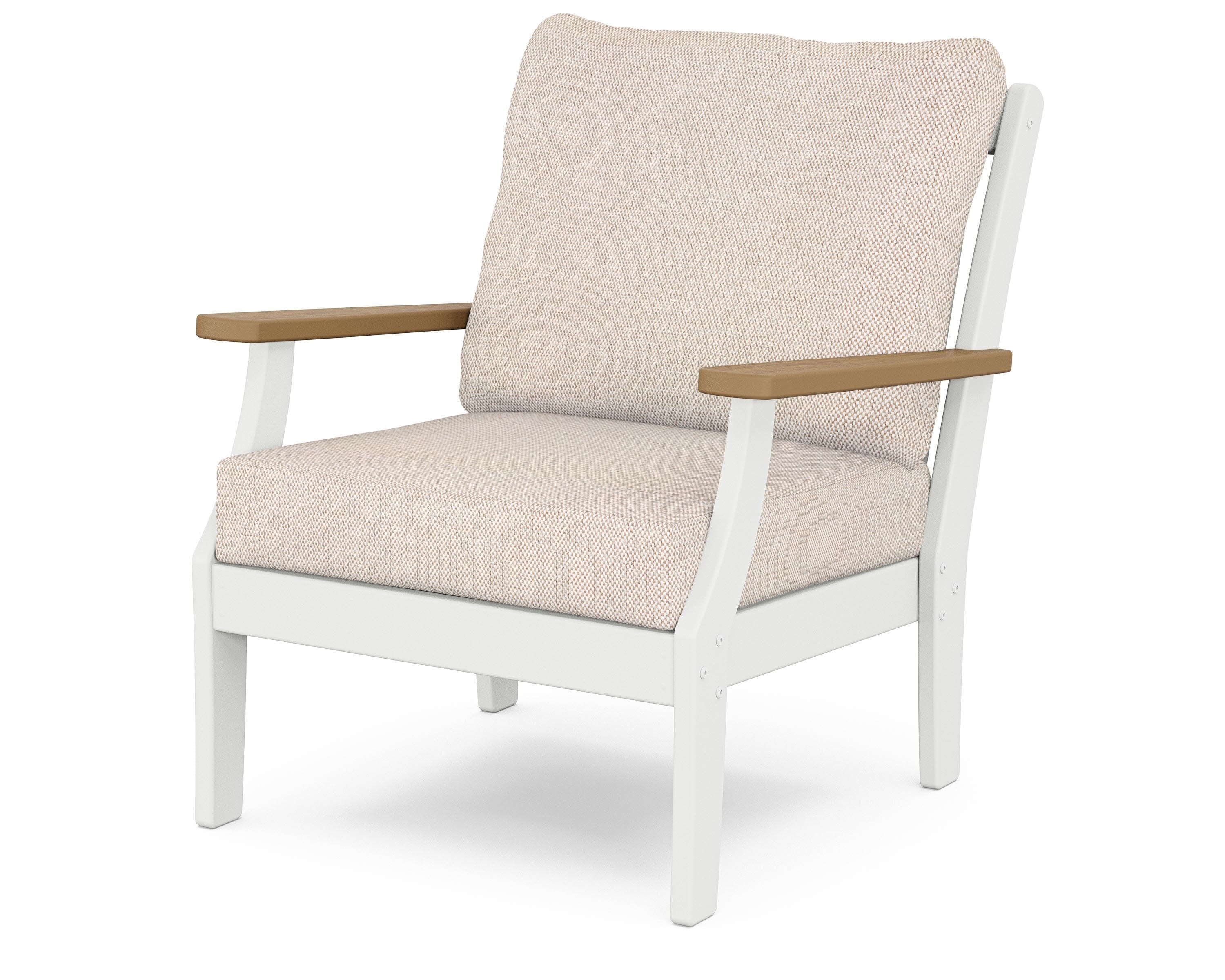 Braxton Deep Seating Chair in White / Natural / Blend Linen
