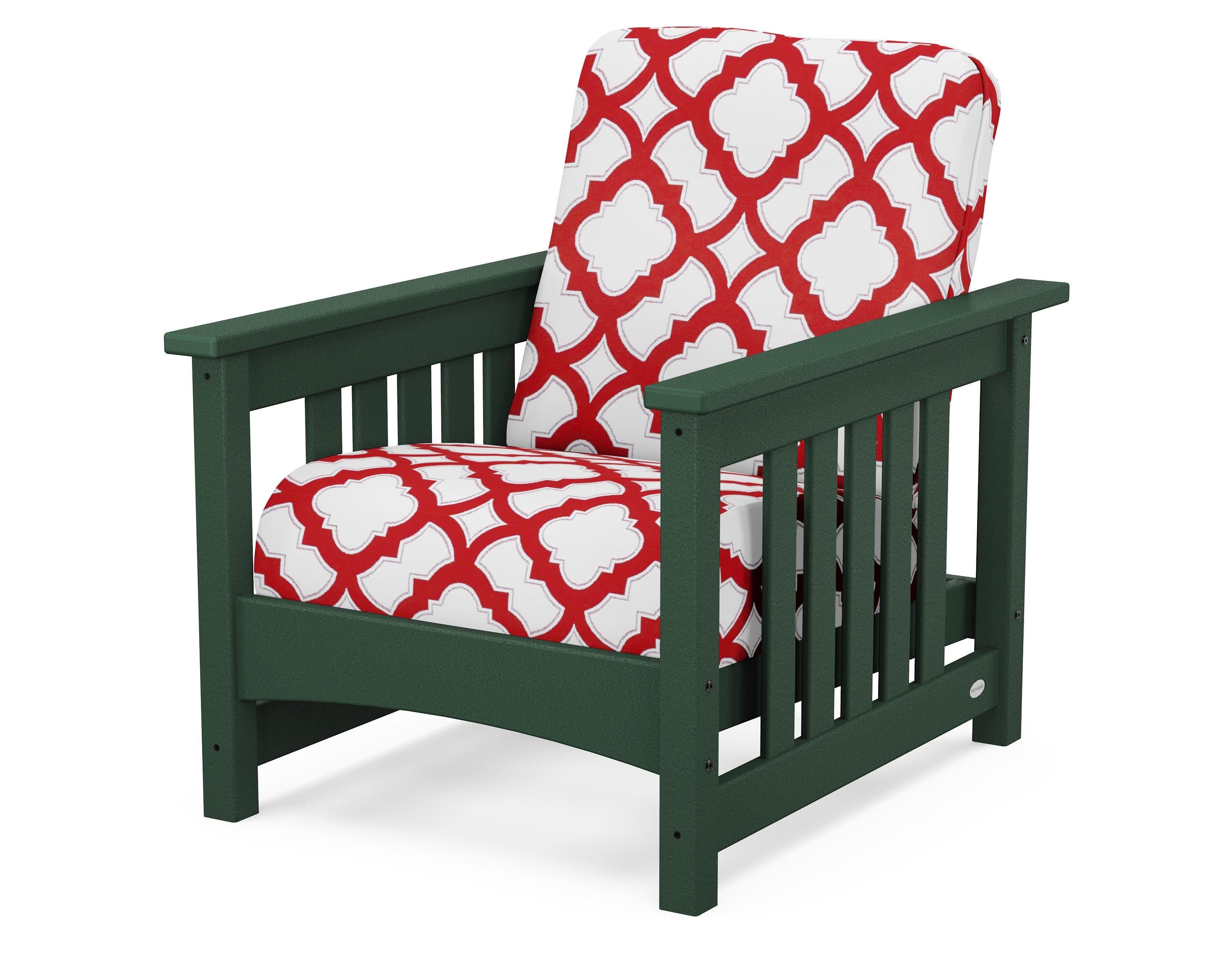 Club Mission Chair in Green / Trellis Crimson