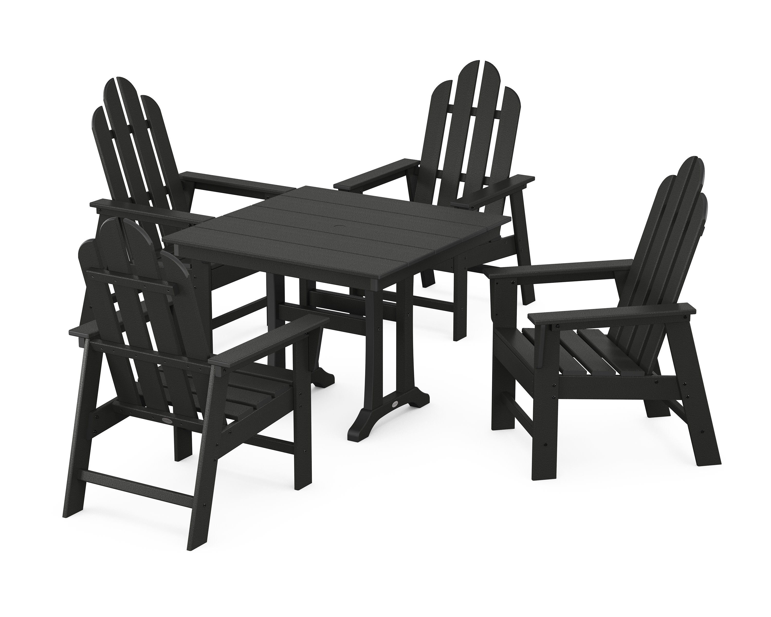 Long Island 5-Piece Farmhouse Dining Set With Trestle Legs in Black