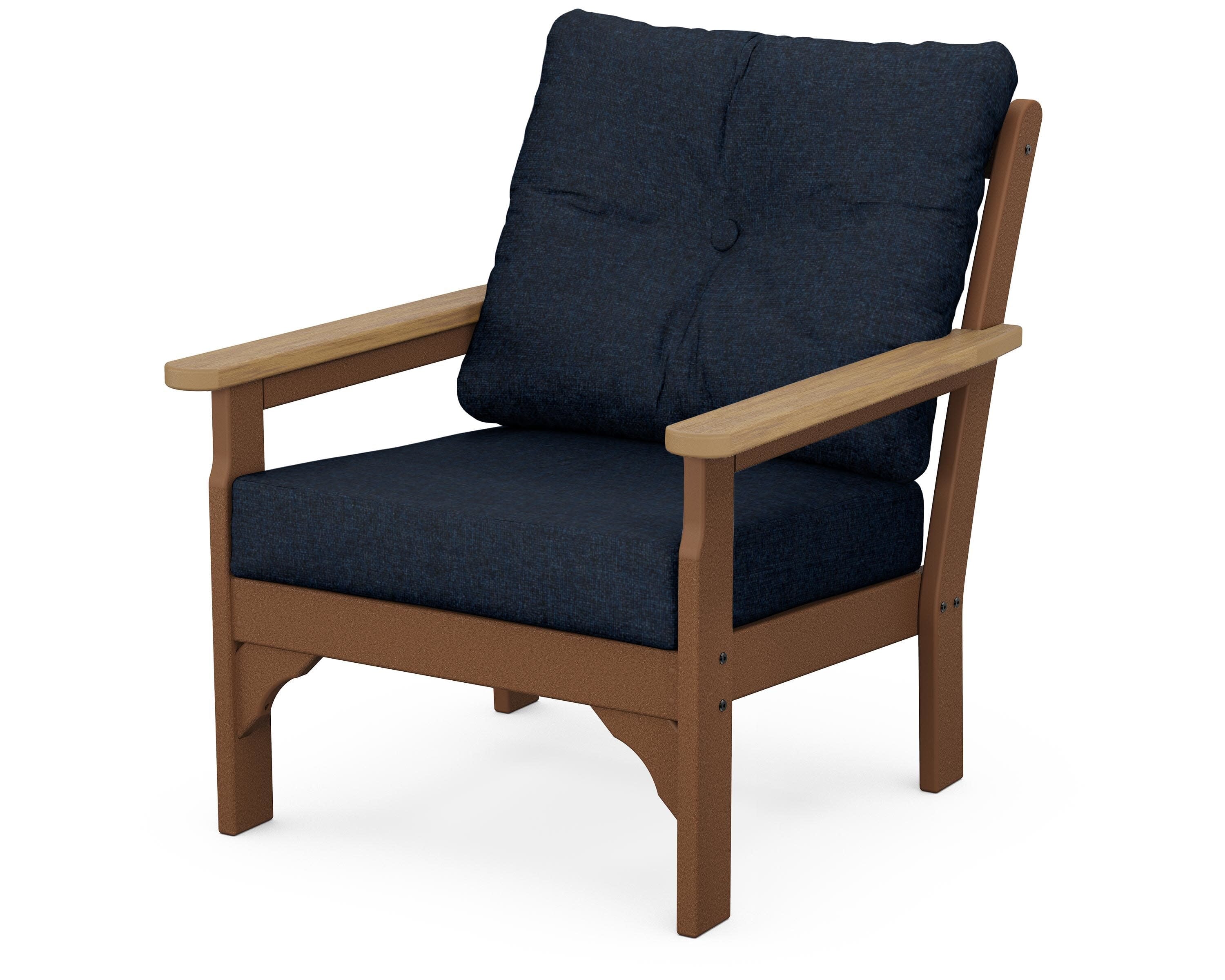 Vineyard Deep Seating Chair in Teak / Natural / Marine Indigo