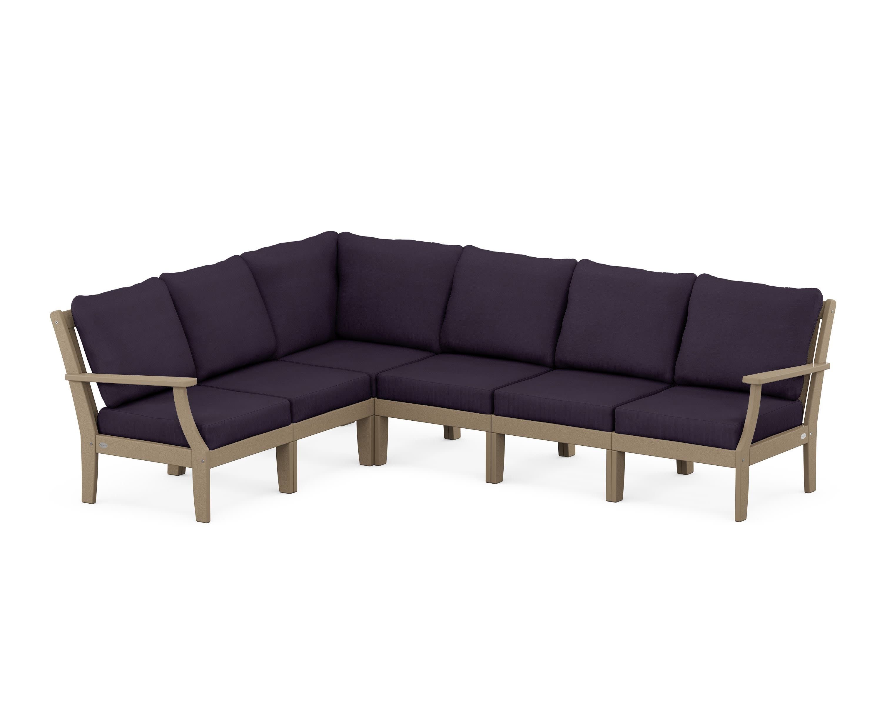 Braxton Modular 6-Piece Deep Seating Set in Vintage Sahara / Navy Linen
