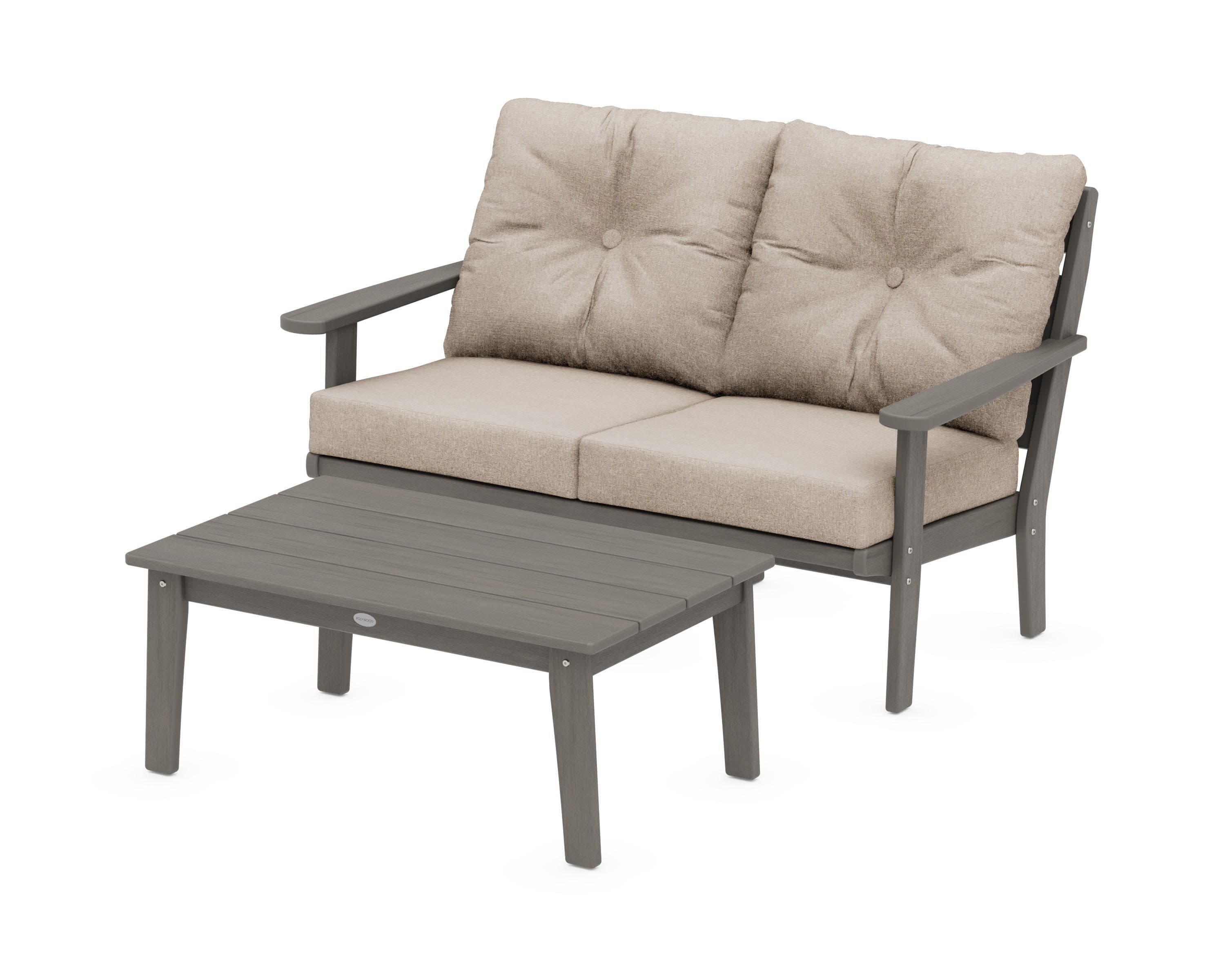 Lakeside 2-Piece Lounge Loveseat Set in Driftwood / Spiced Burlap
