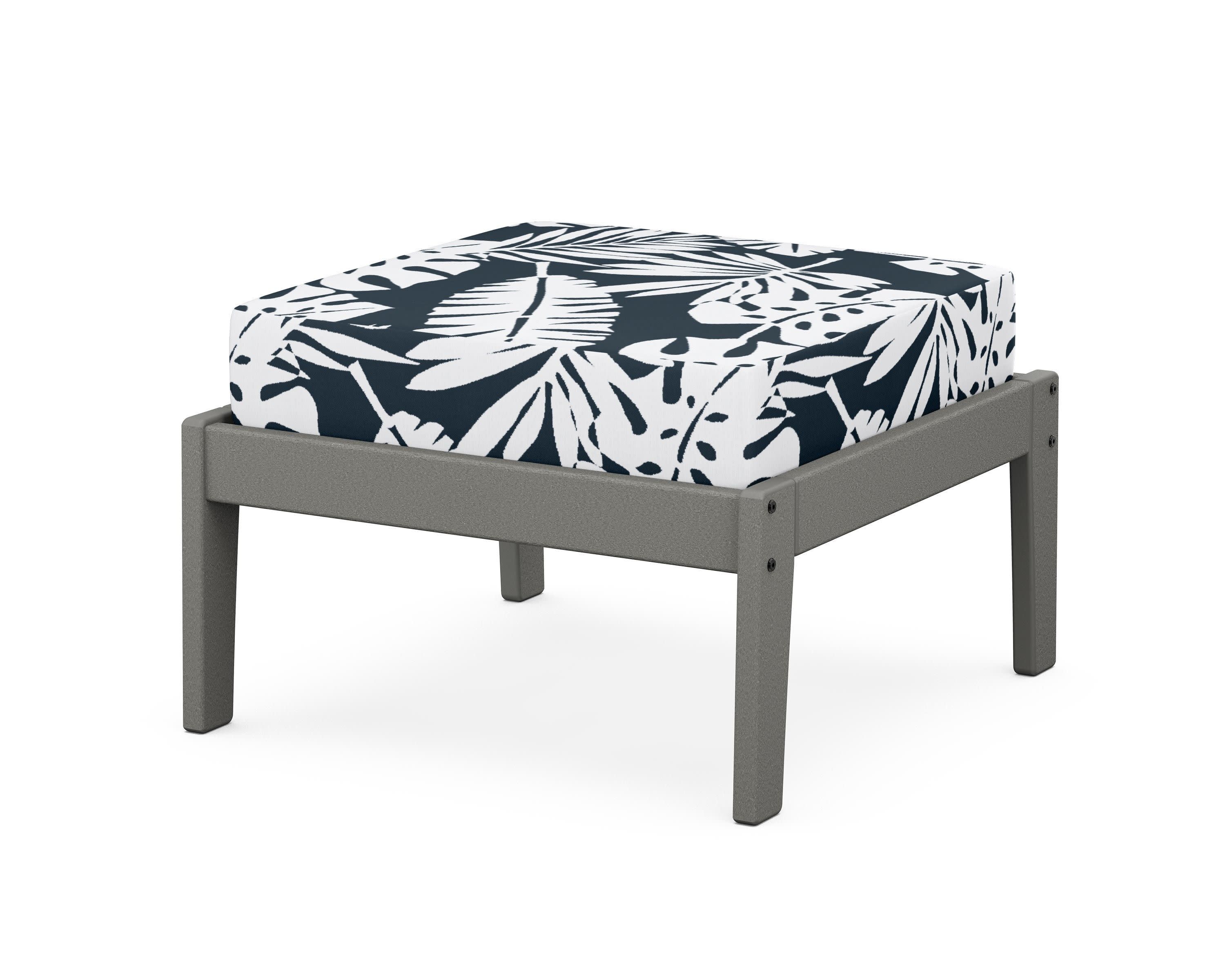 Deep Seating Ottoman in Slate Grey / Leaf Marine Indigo