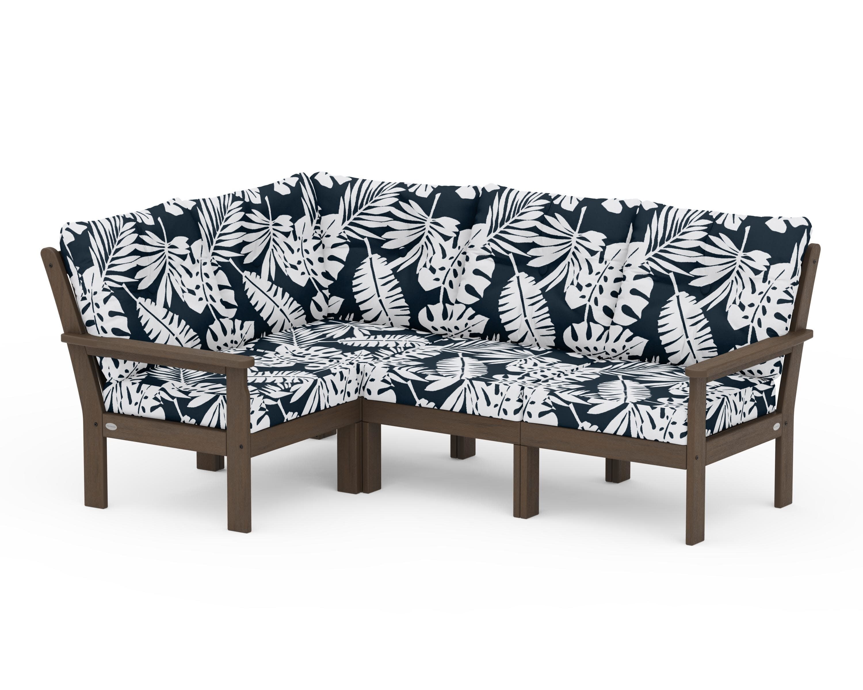 Vineyard 4-Piece Sectional in Kona / Leaf Marine Indigo