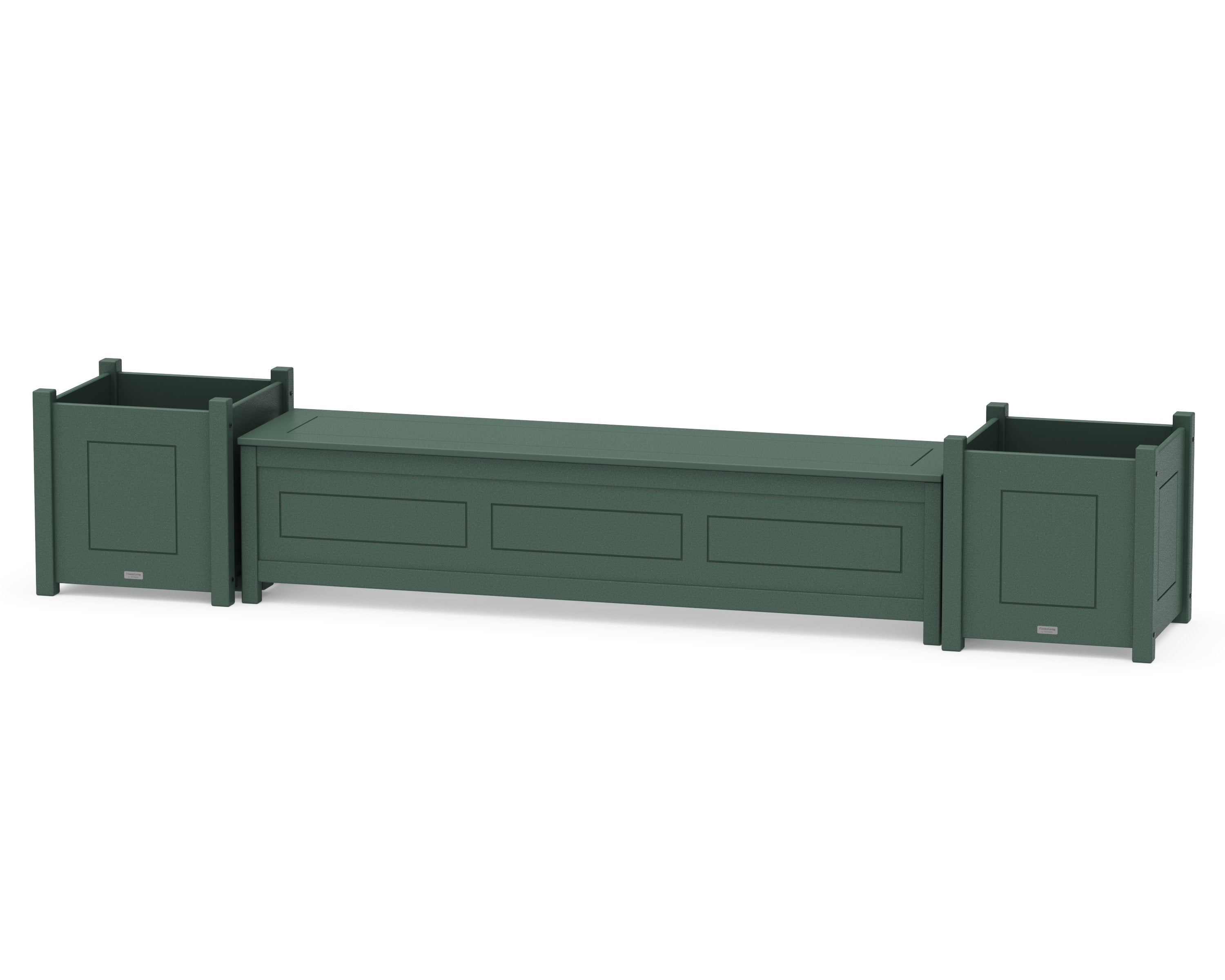 72" Country Living Straight Planter Storage Bench Set- Large in Green