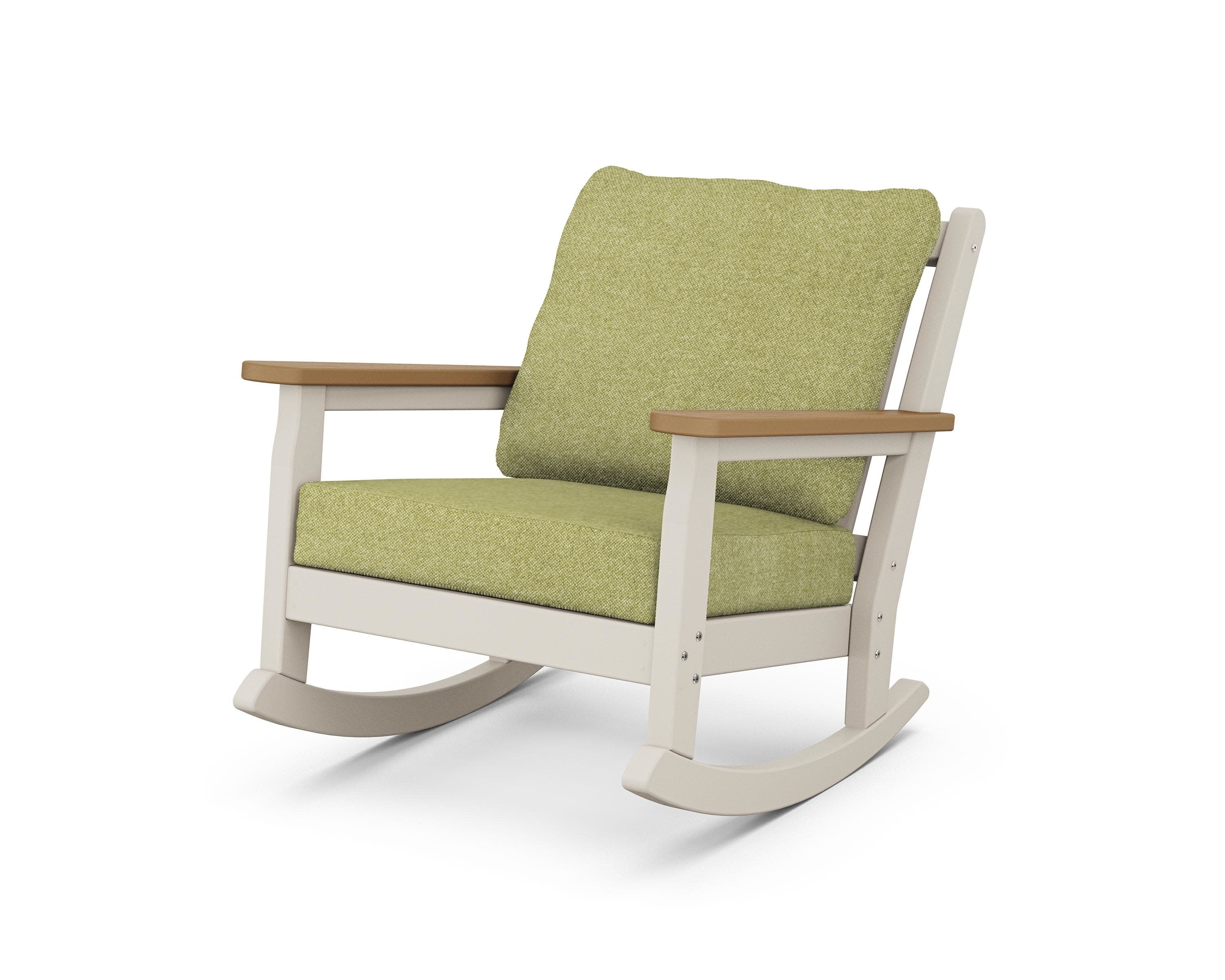 Chippendale Deep Seating Rocking Chair in Sand / Natural / Chartreuse Boucle