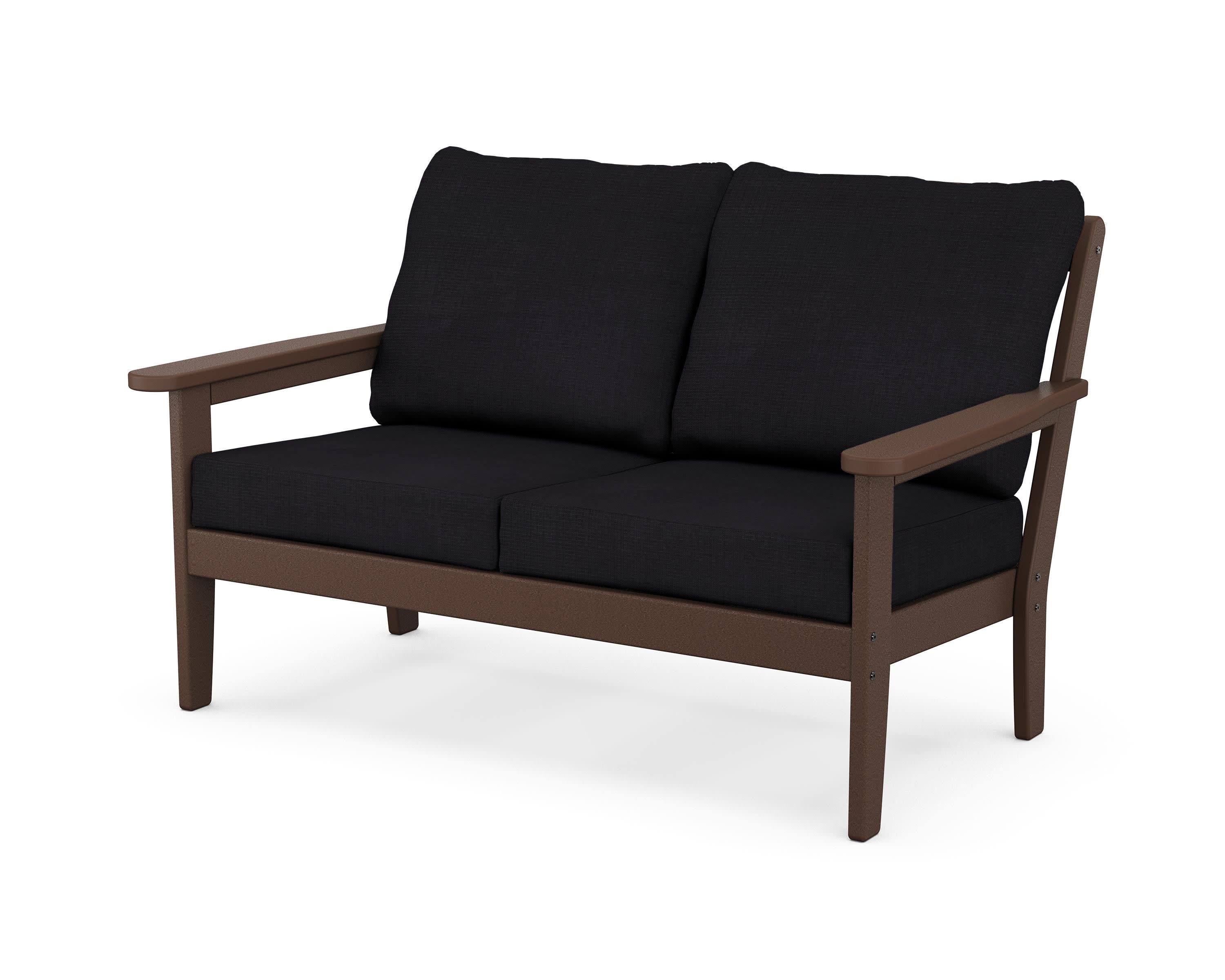 Cottage Deep Seating Loveseat in Mahogany / Midnight Linen
