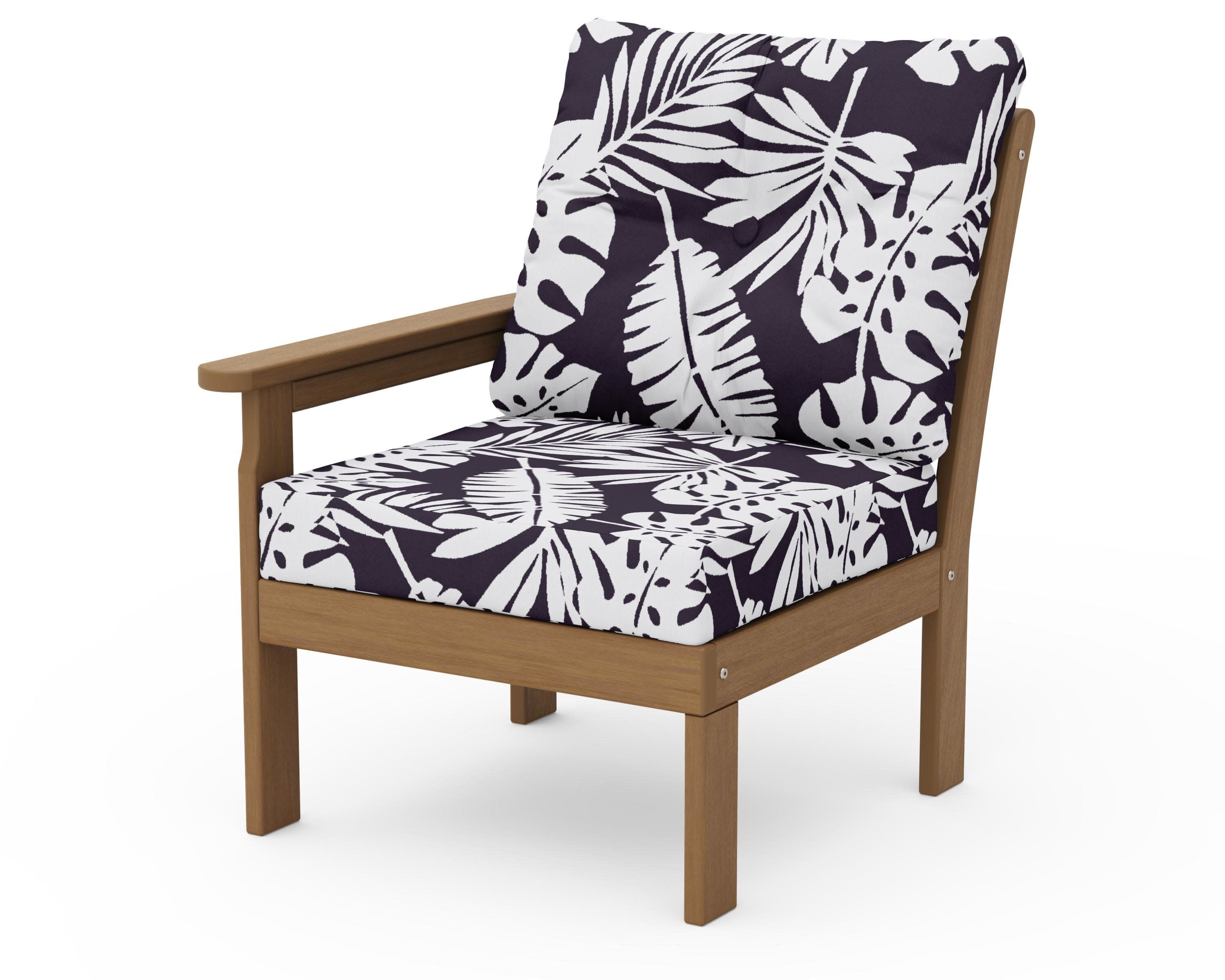 Vineyard Modular Left Arm Chair in Natural / Leaf Navy