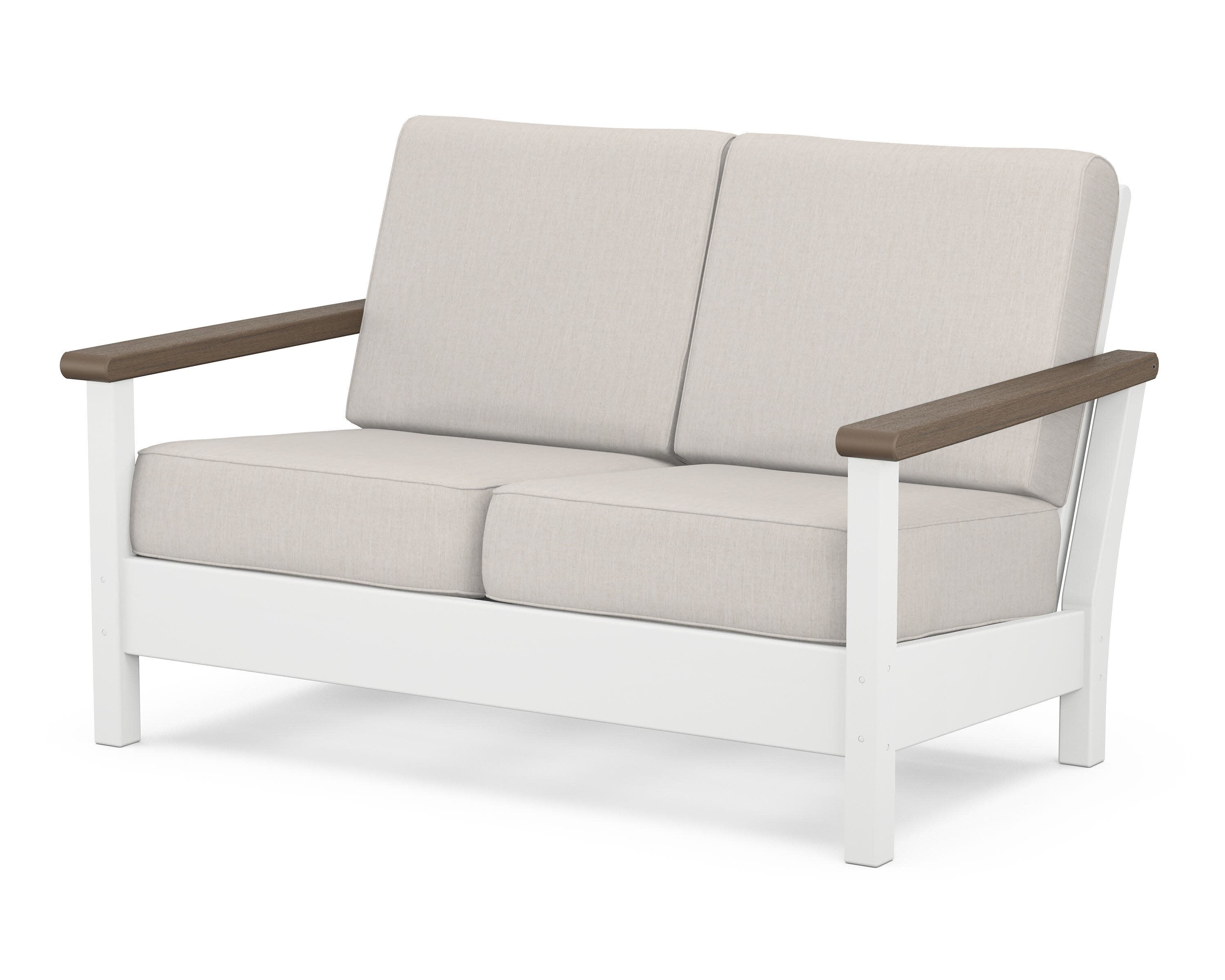 Harbour Deep Seating Loveseat in White / Kona / Cast Ash